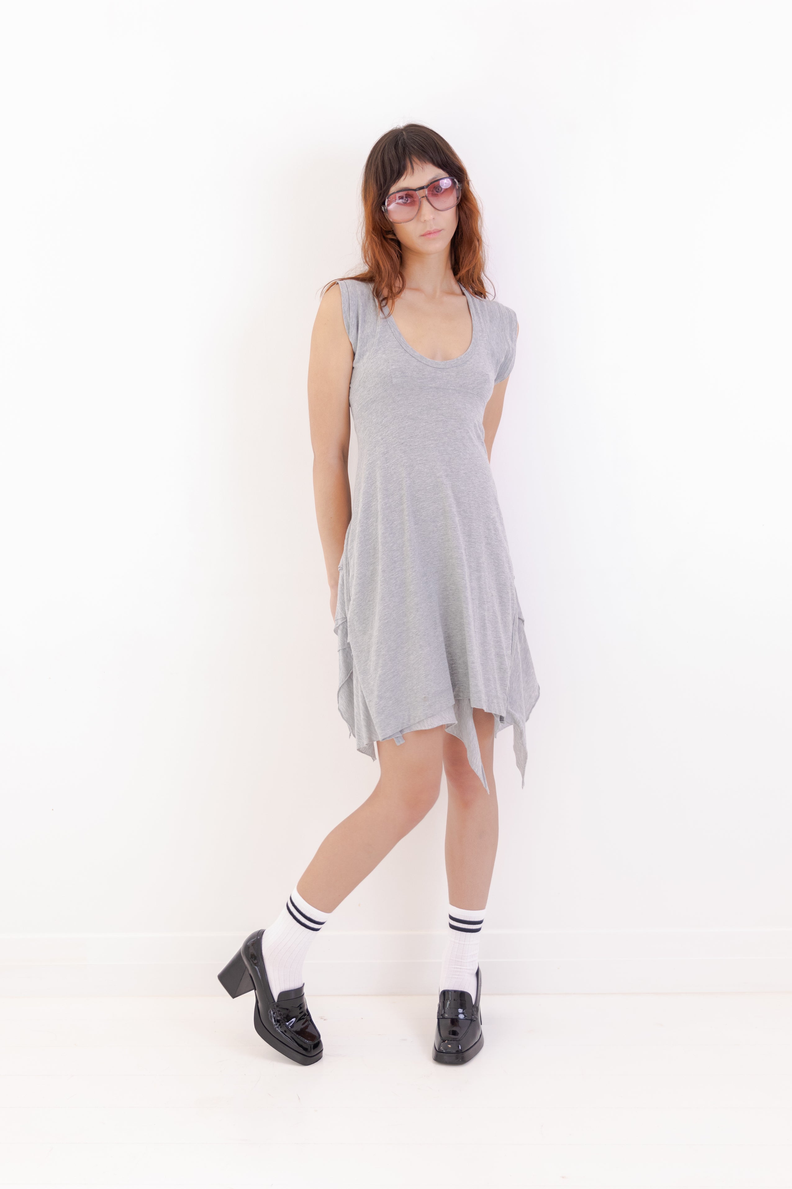 Future Classics <br>  Y2K deconstructed jersey dress with ruffled back