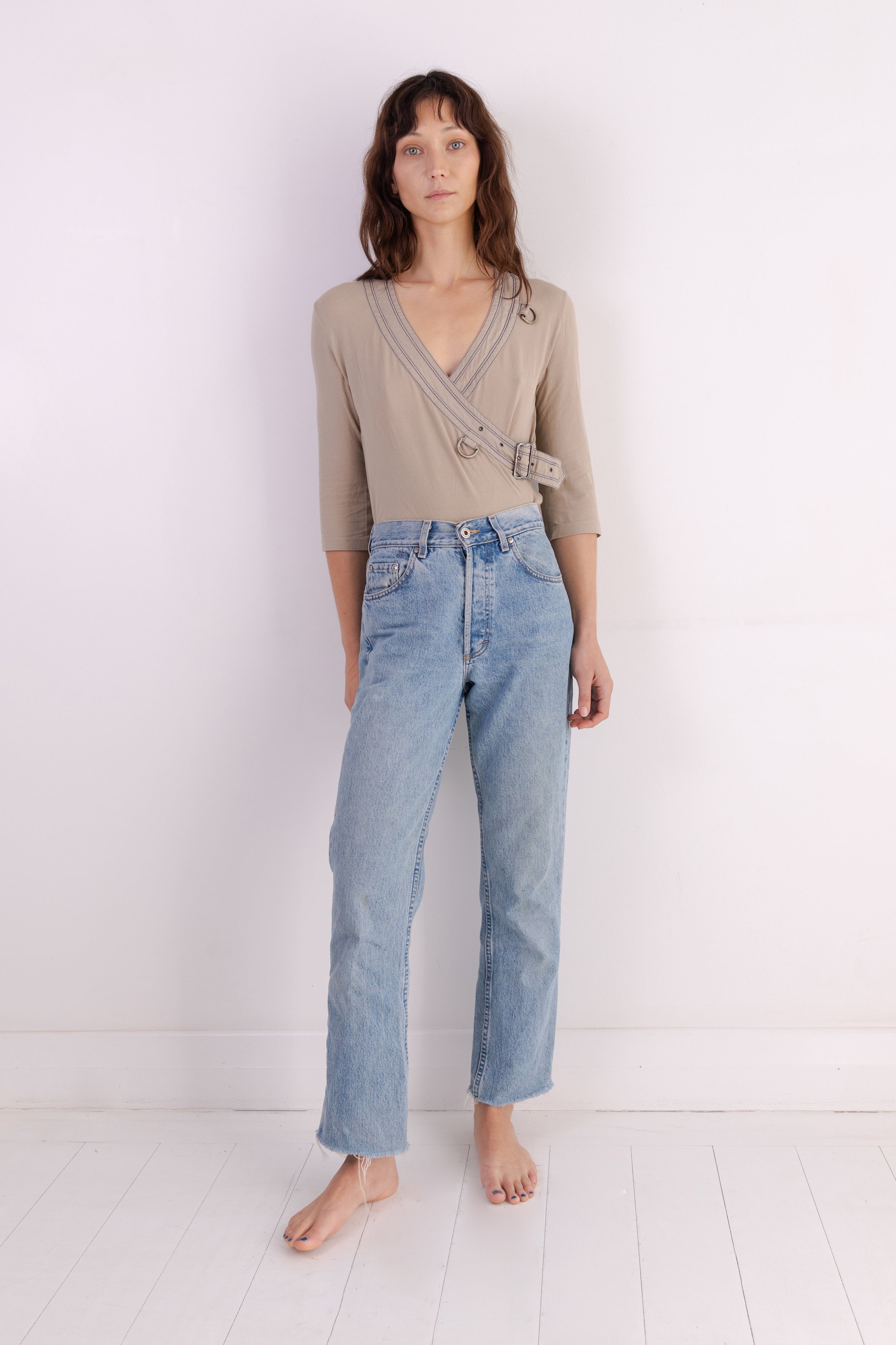 Gianfranco Ferre <br> Y2K wrap top with buckle details