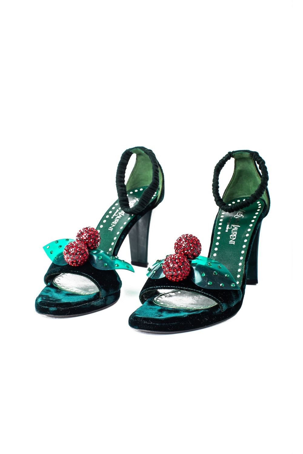 Yves Saint Laurent Rive Gauche <br> F/W 2003 Tom Ford velvet cherry embellished heels