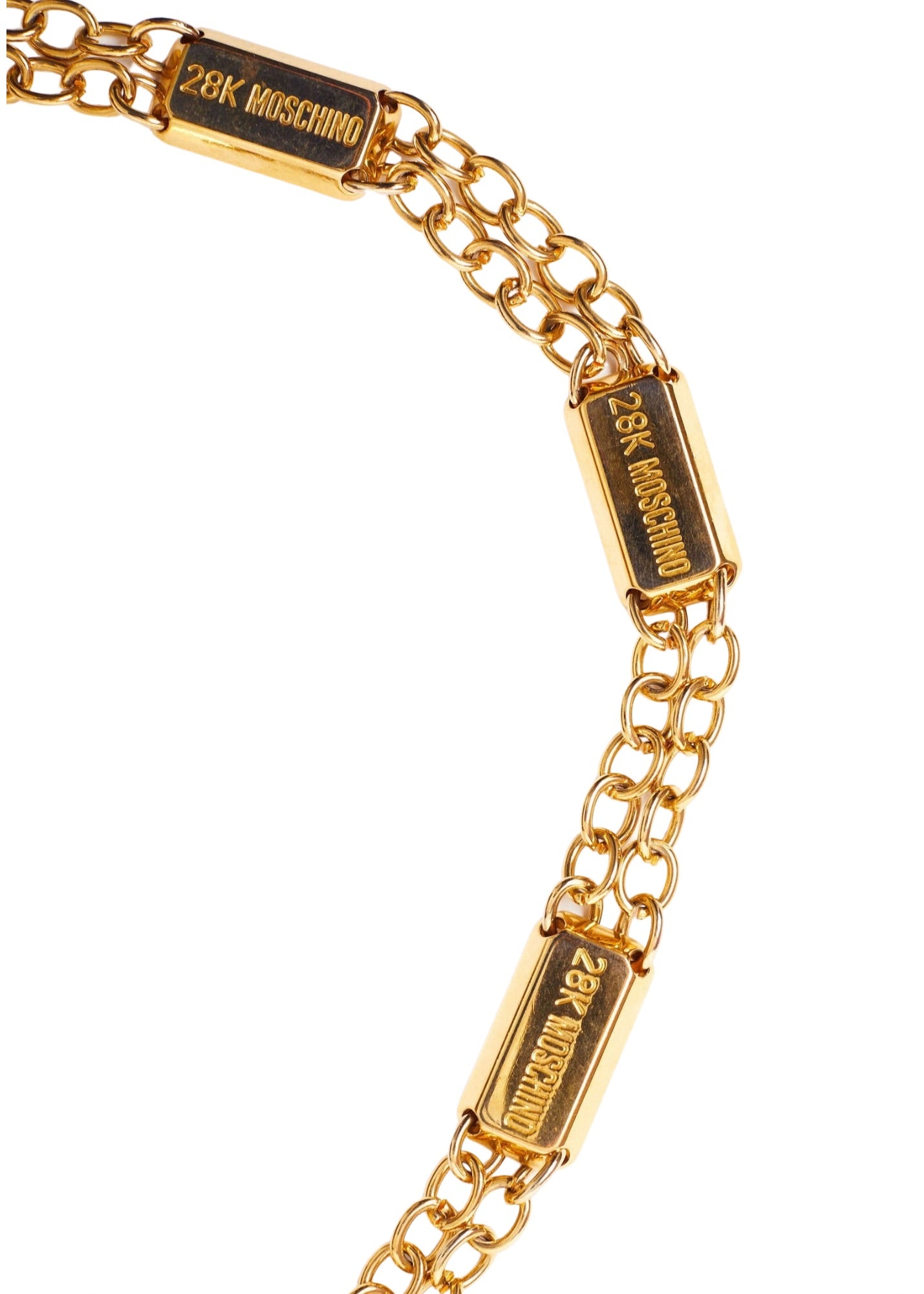 Moschino <br> 90's Redwall 28K gold bar chain belt