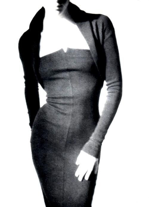 Romeo Gigli <br> F/W 1991 runway cut-out neckline stretch knit dress