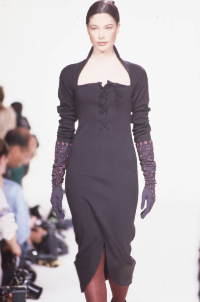 Romeo Gigli <br> F/W 1991 runway cut-out neckline stretch knit dress