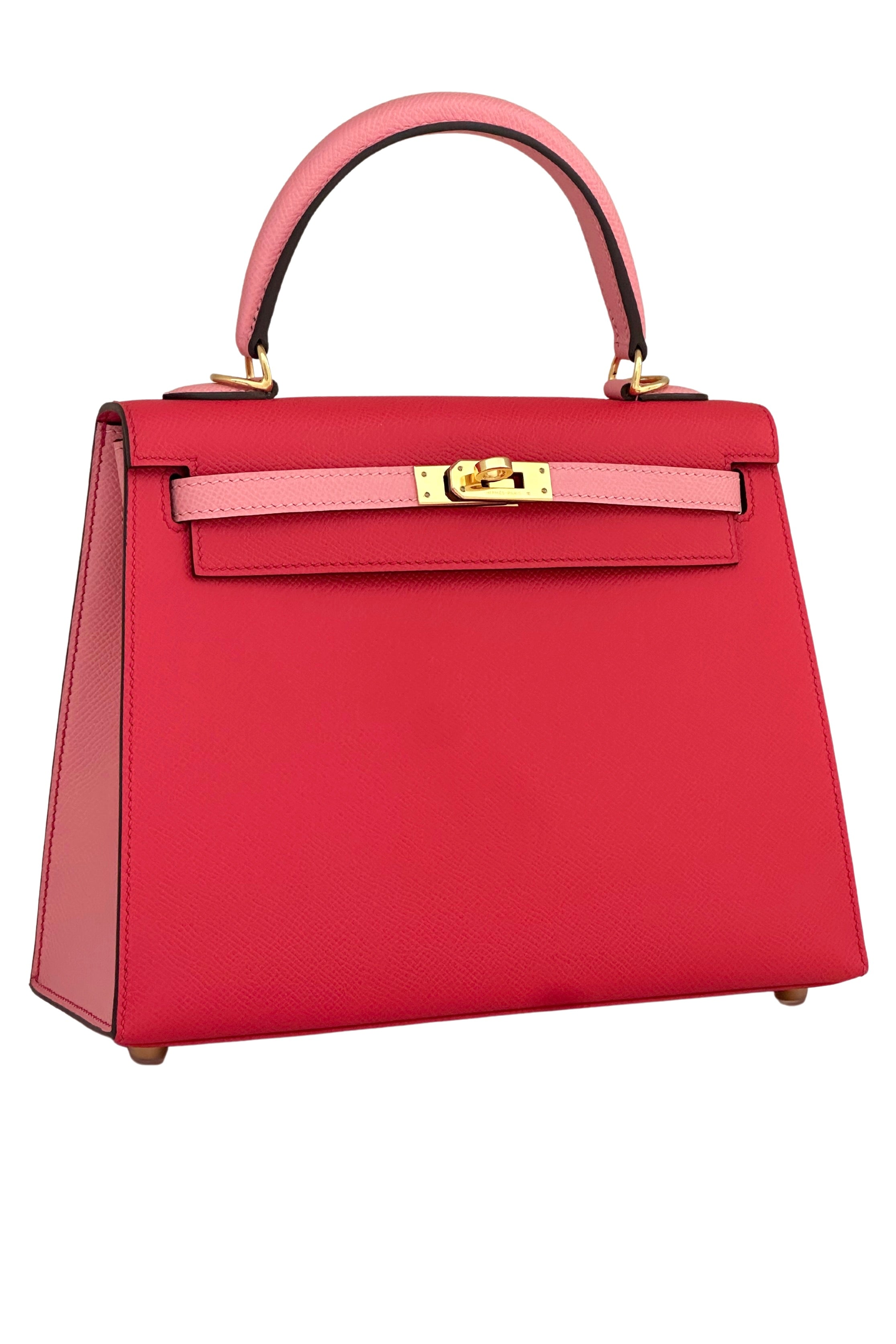Hermès Paris <br> 2021 Custom Kelly 25 in two tone Epsom leather with Gold hardware & Horseshoe stamp