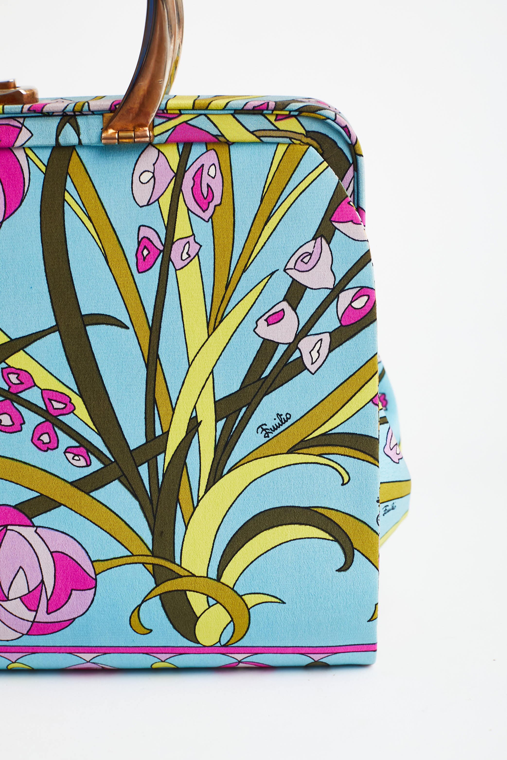 Emilio Pucci <br> 60's signed floral print silk top handle bag