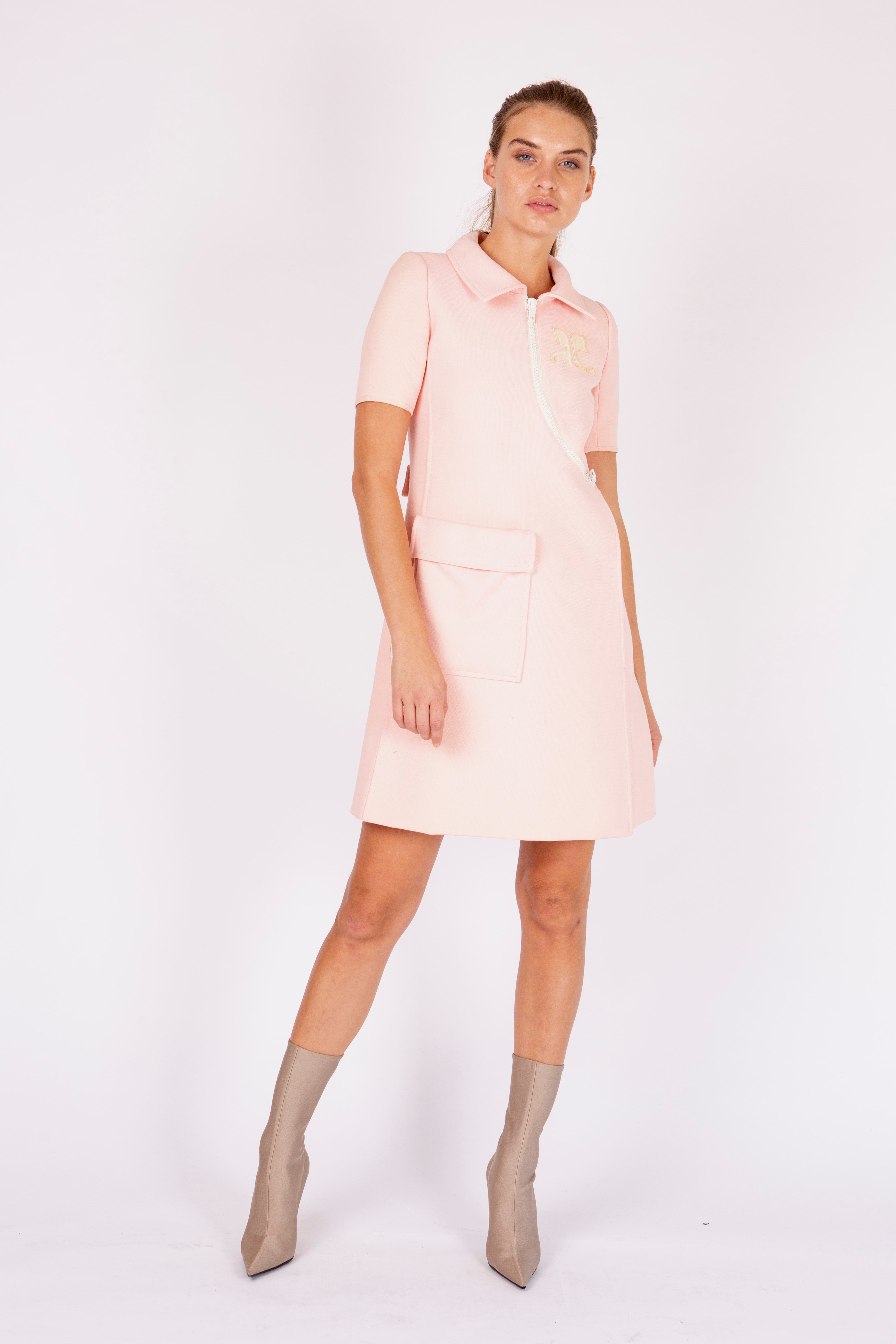Courreges <br> 1967 Couture numbered zip front dress