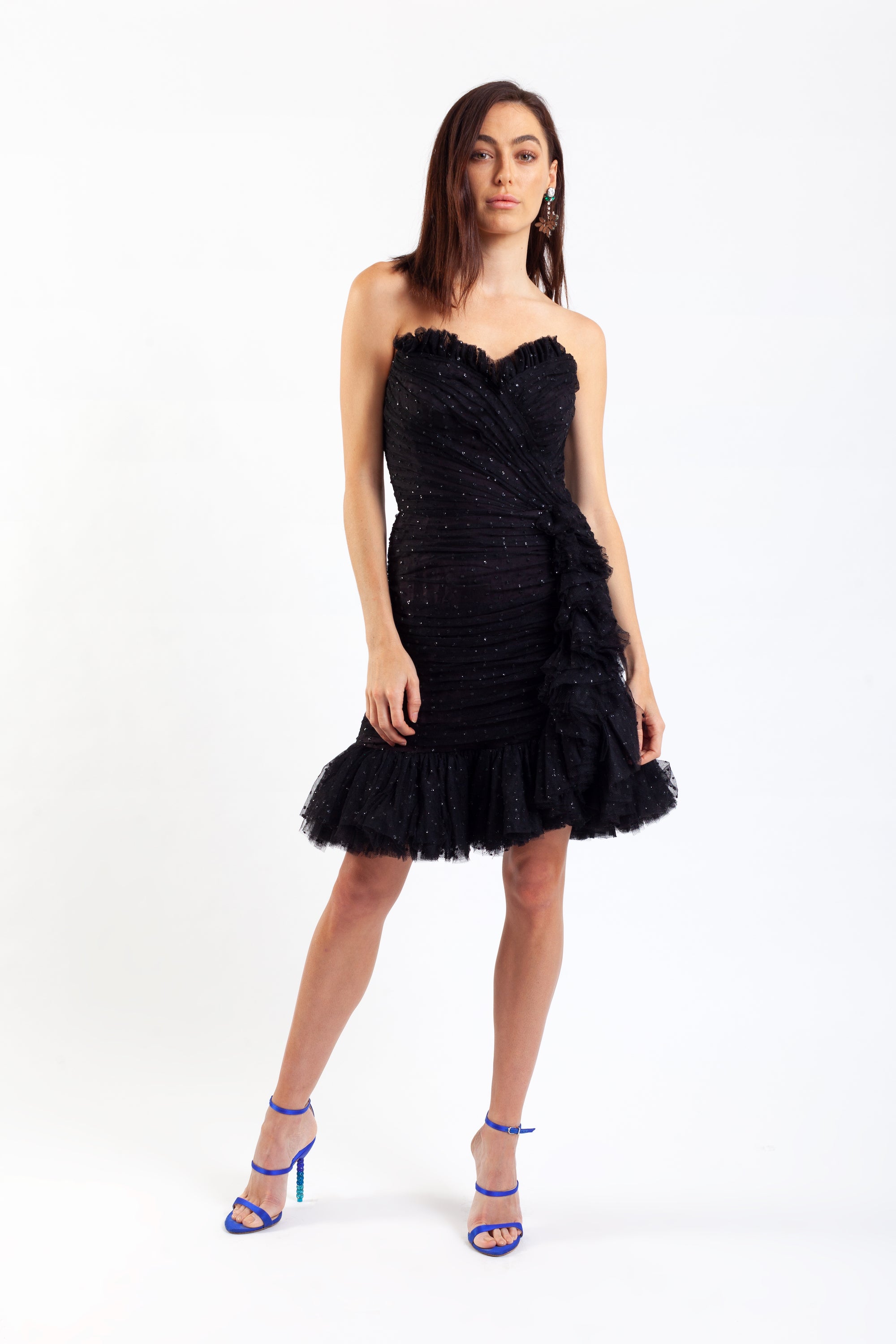 Lorcan Mullany <br> 80's strapless glitter tulle party dress