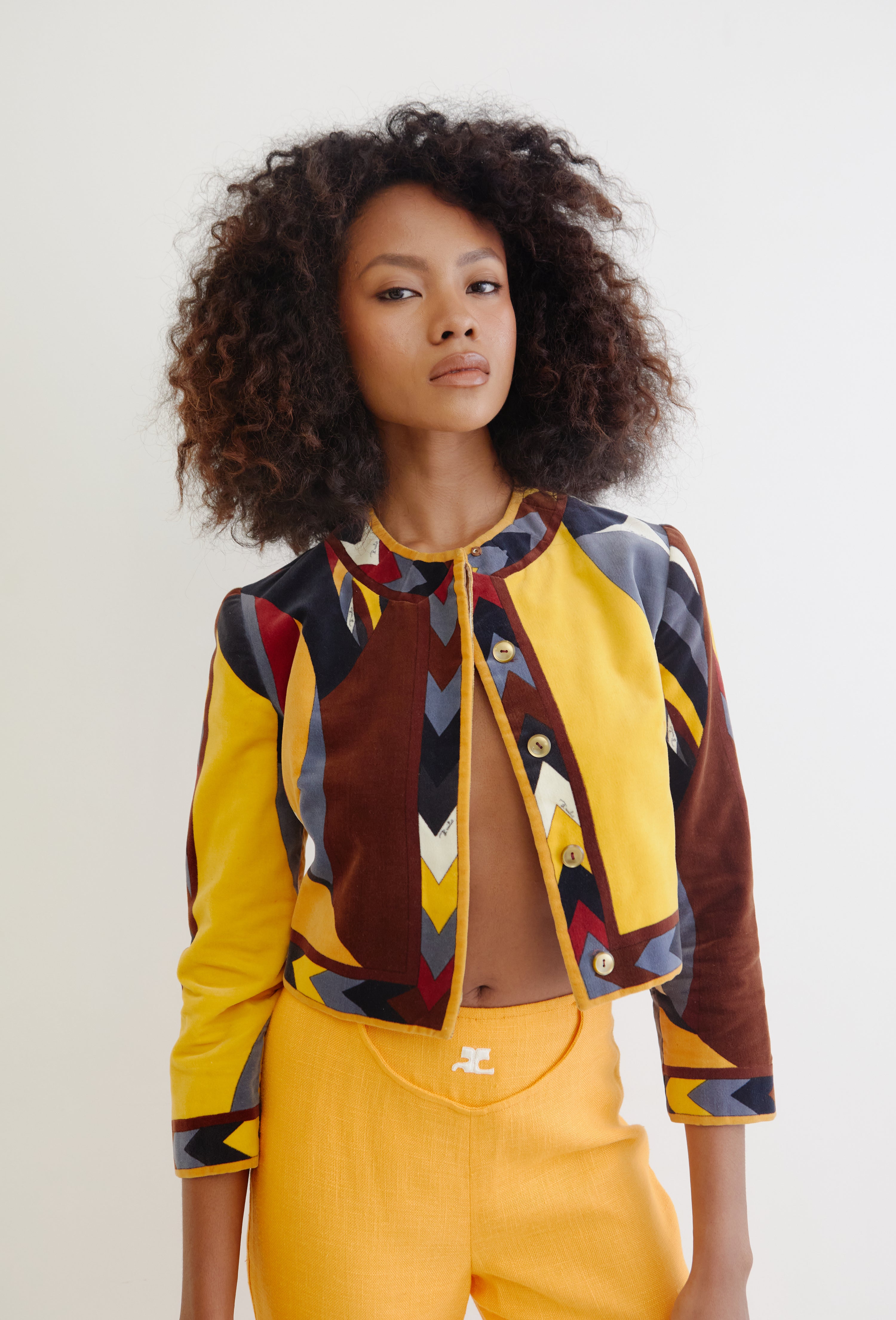 Emilio Pucci <br> 60's multicolour print velvet bolero jacket