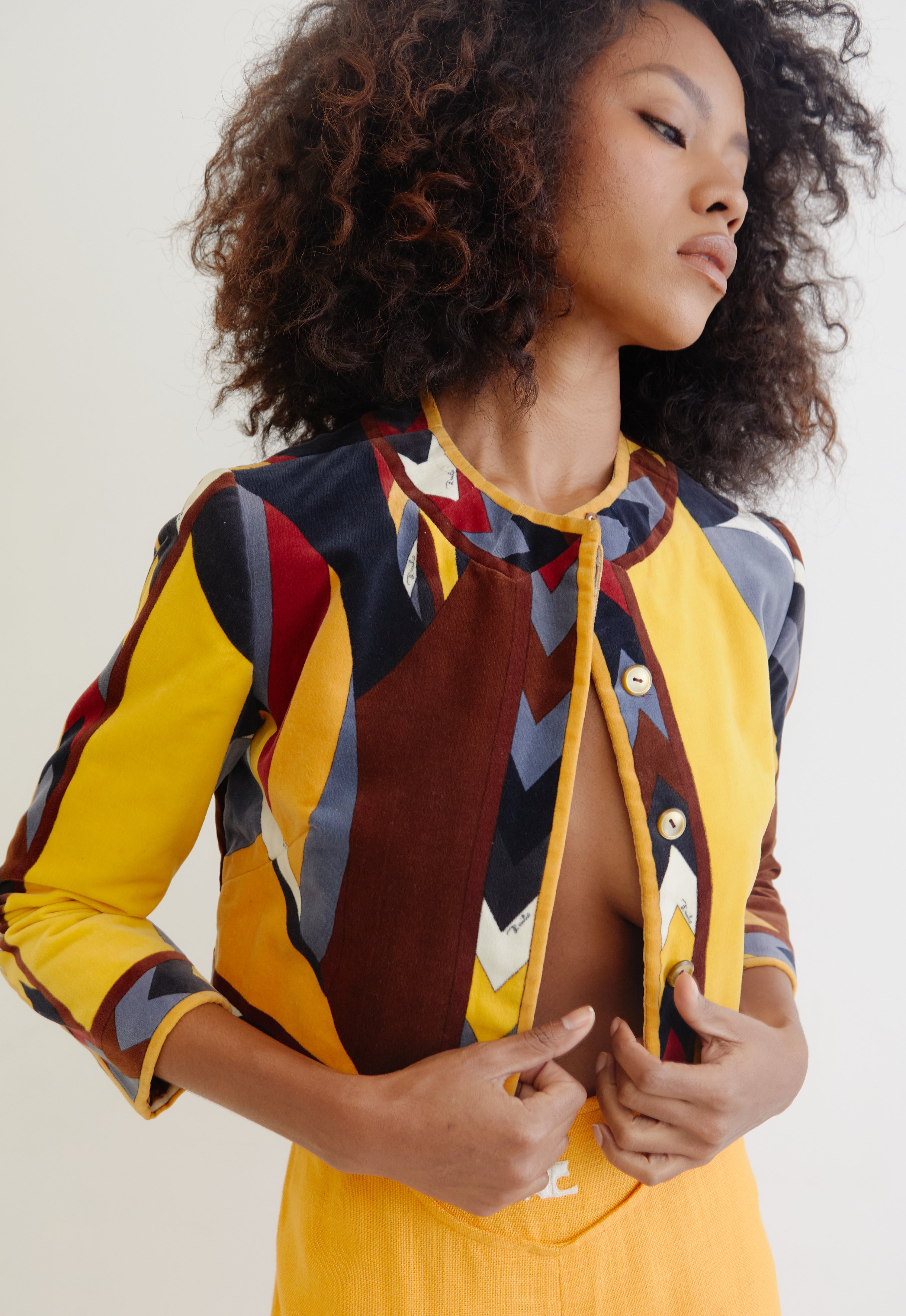 Emilio Pucci <br> 60's multicolour print velvet bolero jacket