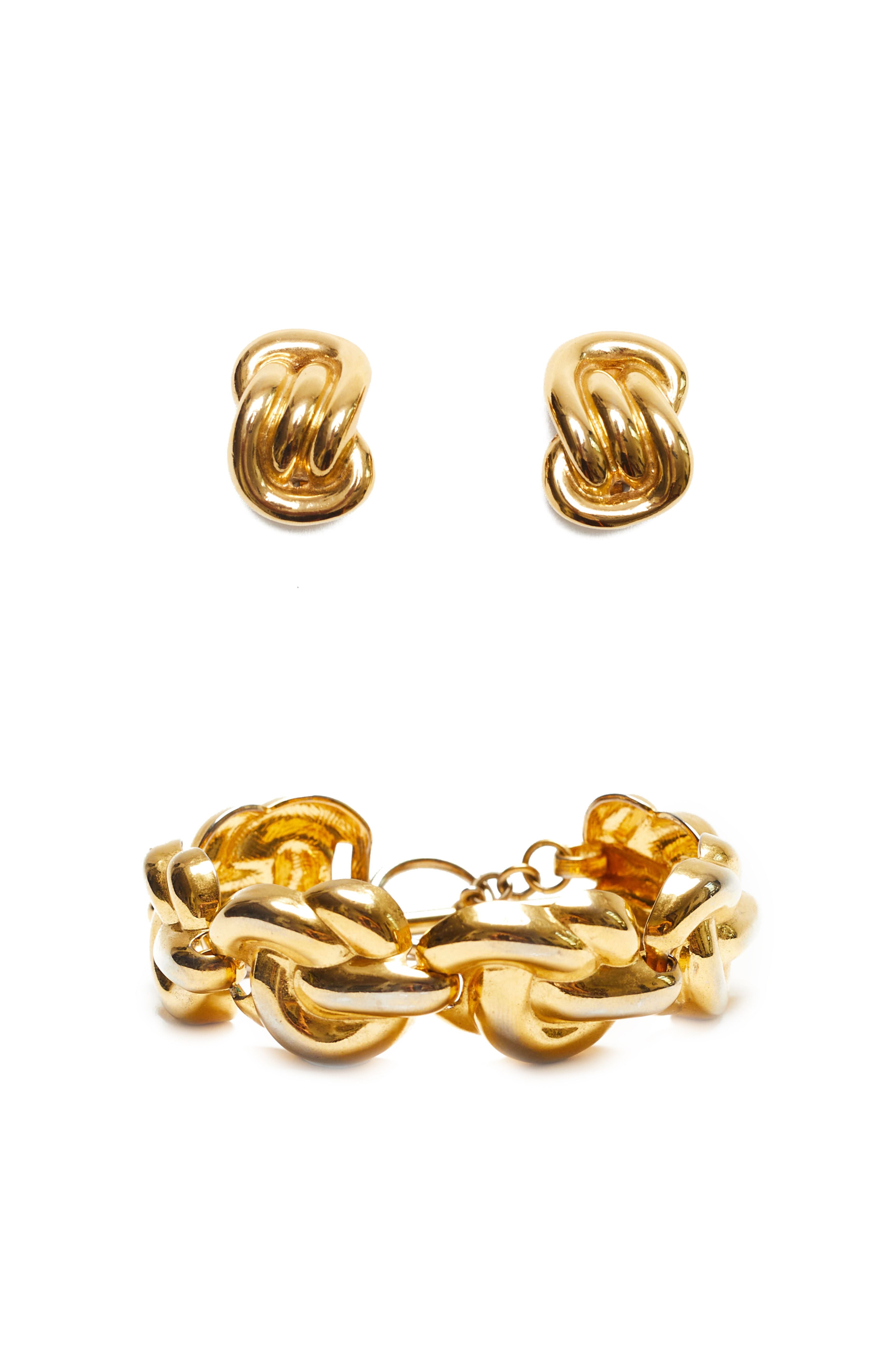 Anne Klein <br> 80's celtic knot link bracelet & earrings