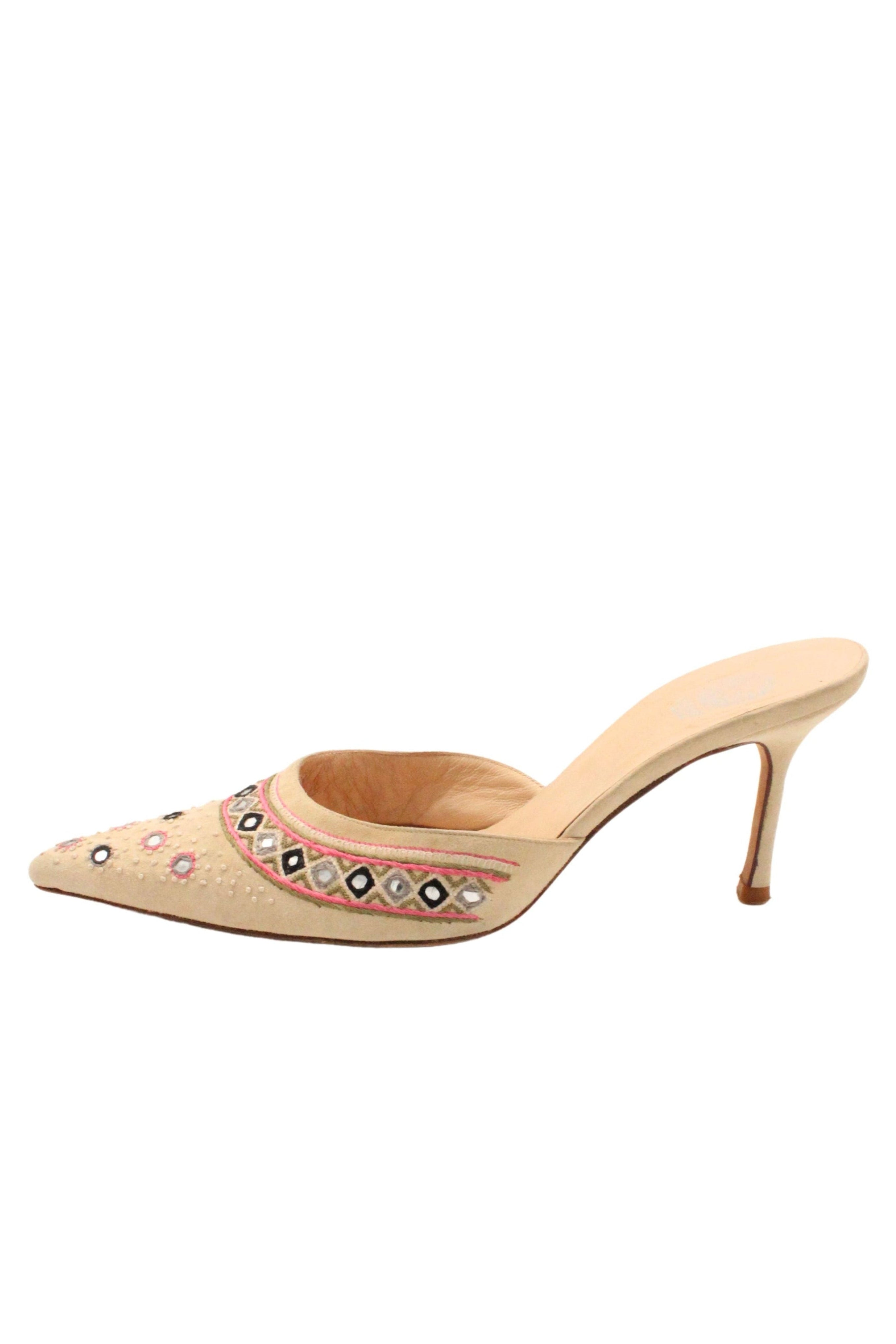 Versace <br> 00's suede mirror sequin mules