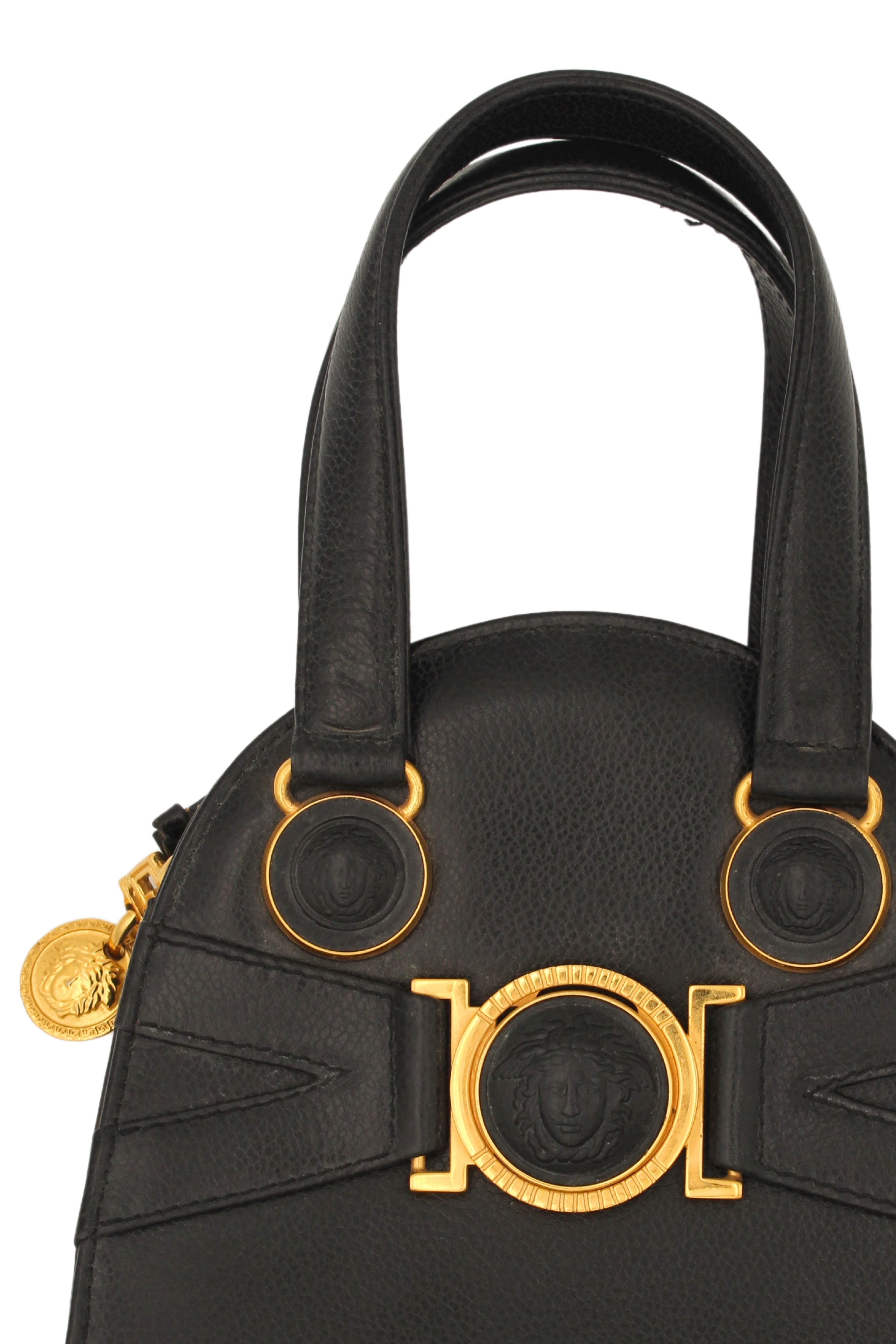 Gianni Versace <br> 90's Medusa medallion mini leather bowling bag