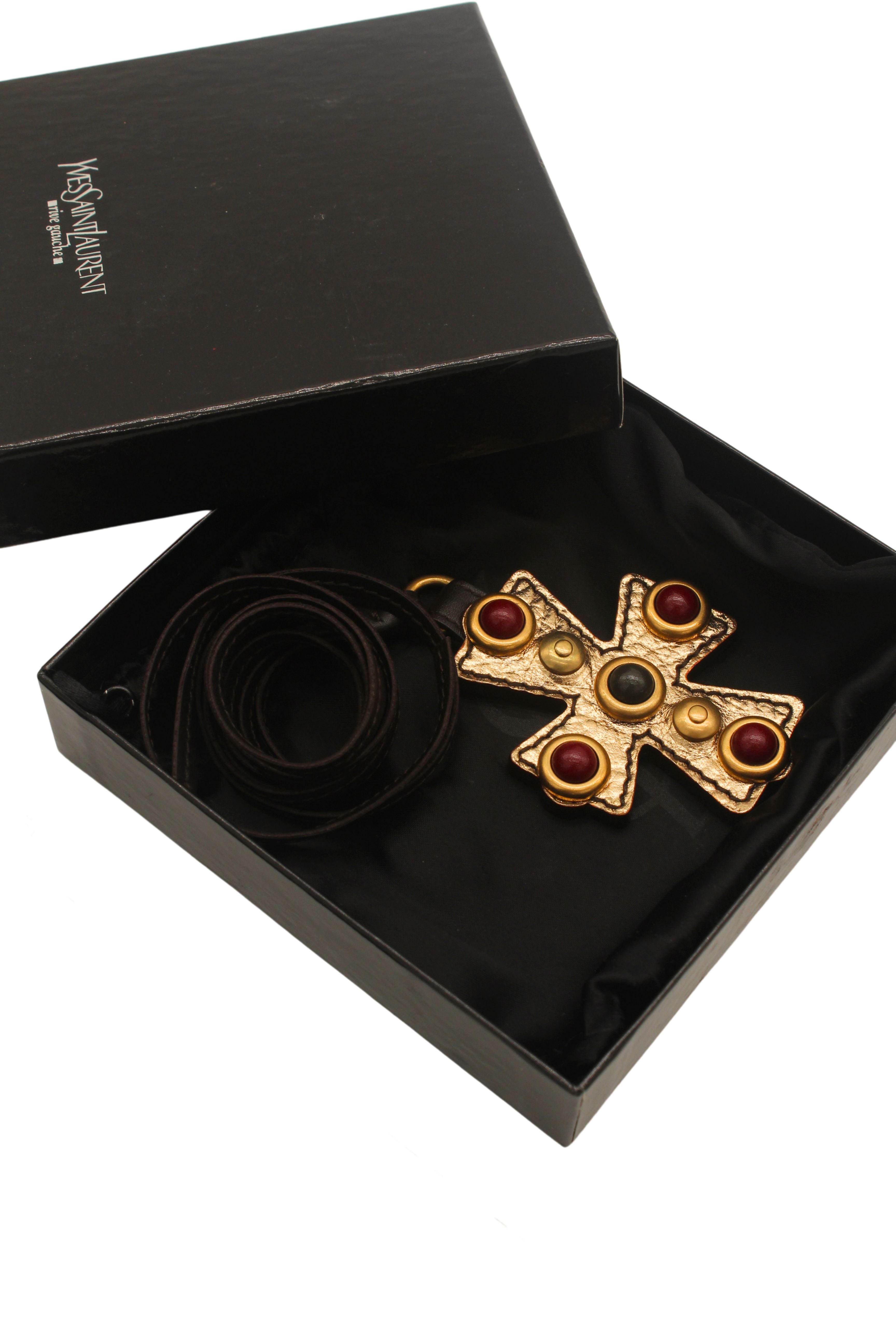 Yves Saint Laurent <br> 2005 Byzantine bejewelled cross necklace