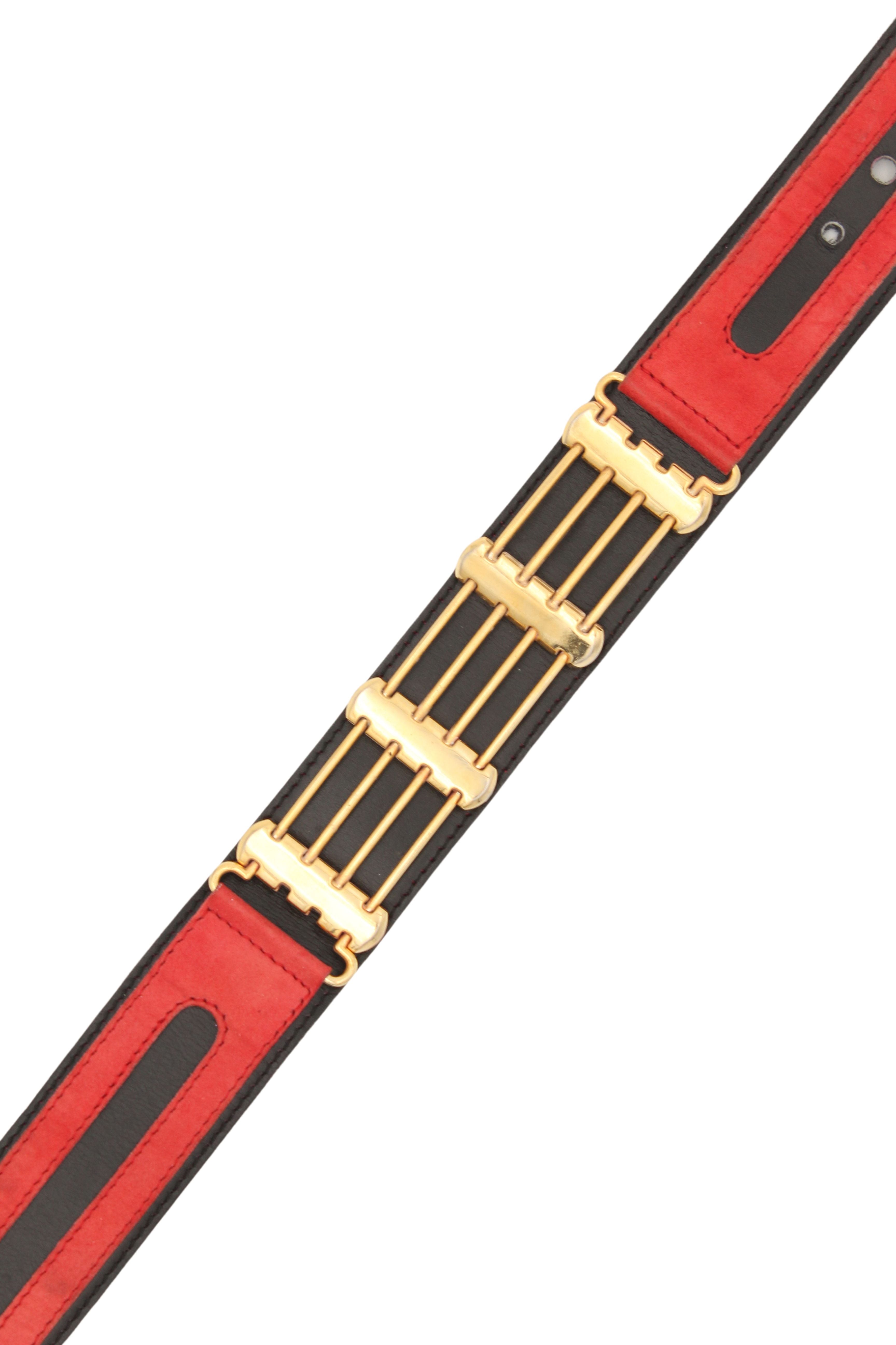 Escada <br> 80's leather & suede belt with gold detail