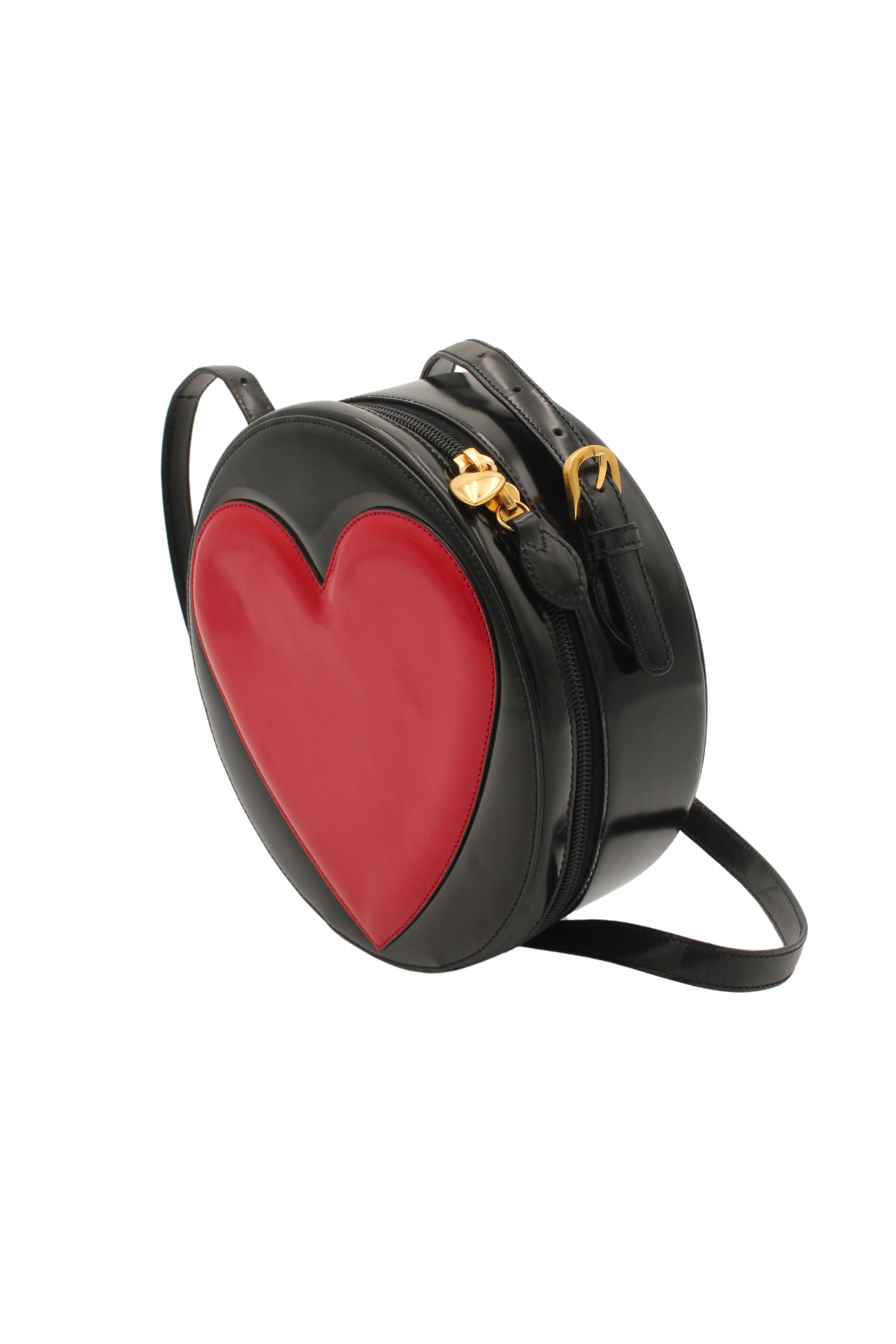 Moschino <br> 90's Redwall leather heart cross body bag