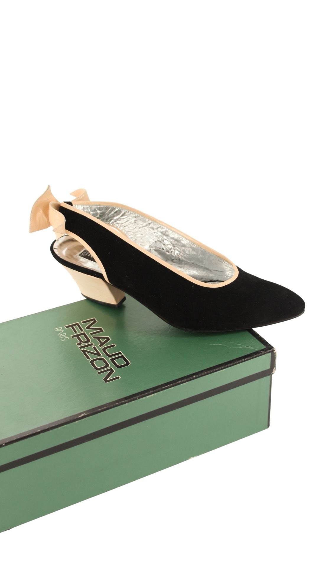Maud Frizon <br> 1980's deadstock suede & patent bow back pumps