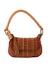 Missoni <br> 2000's embroidered suede bag with braided leather strap