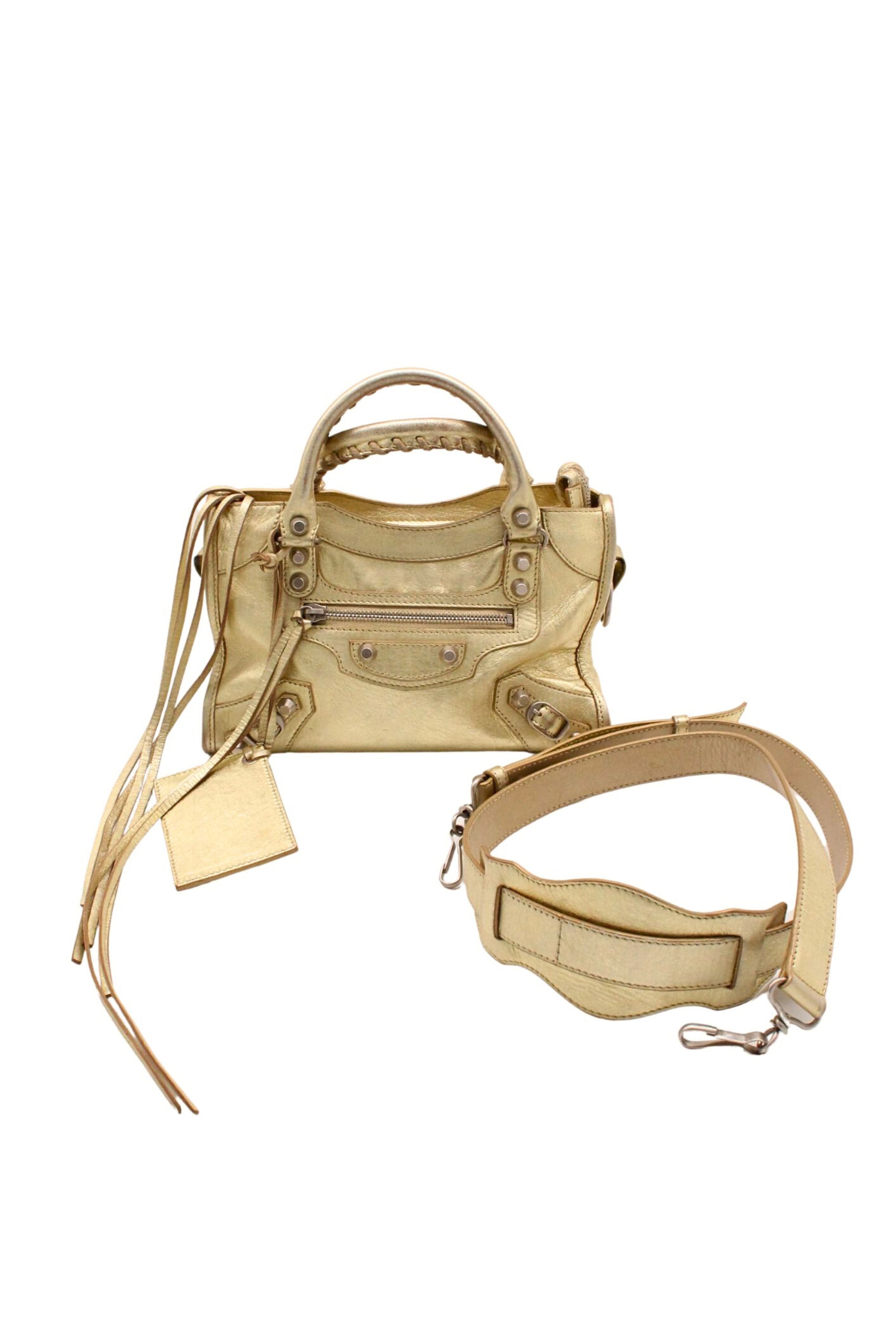 Balenciaga <br> 2000's metallic gold leather City Mini bag
