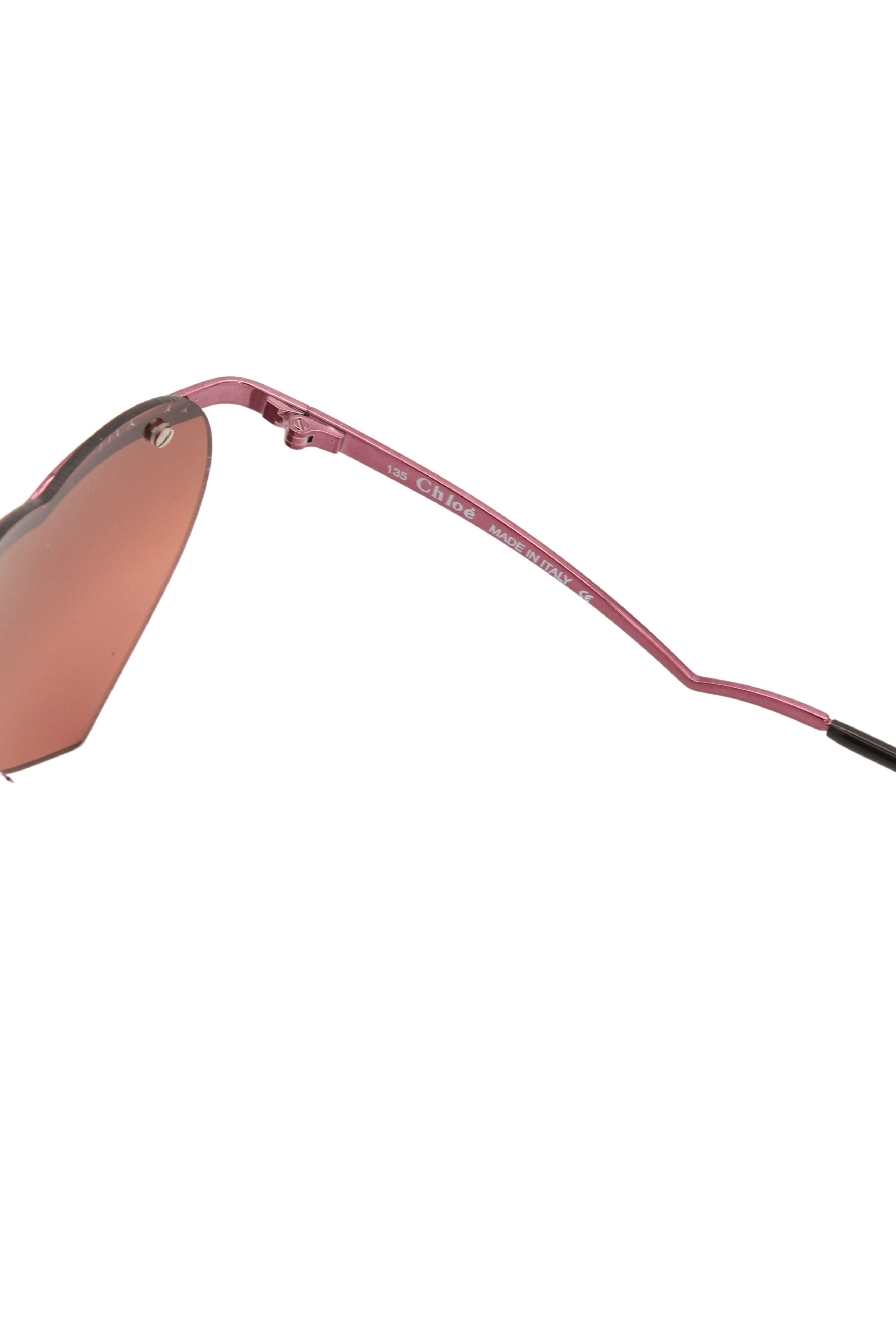 Chloe <br> 2000's deadstock metallic pink heart sunglasses