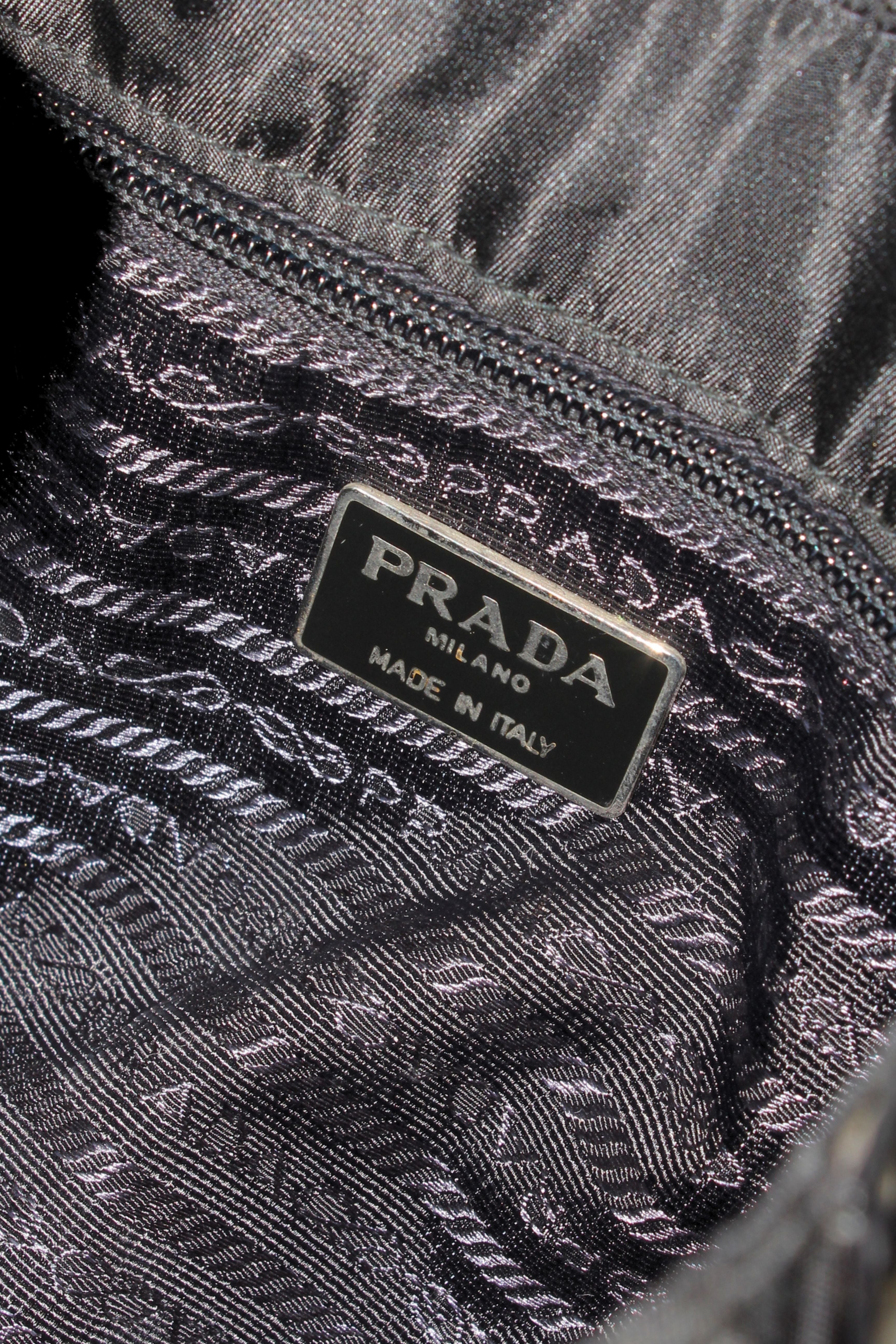 Prada <br> 90's nylon & croc embossed leather logo backpack