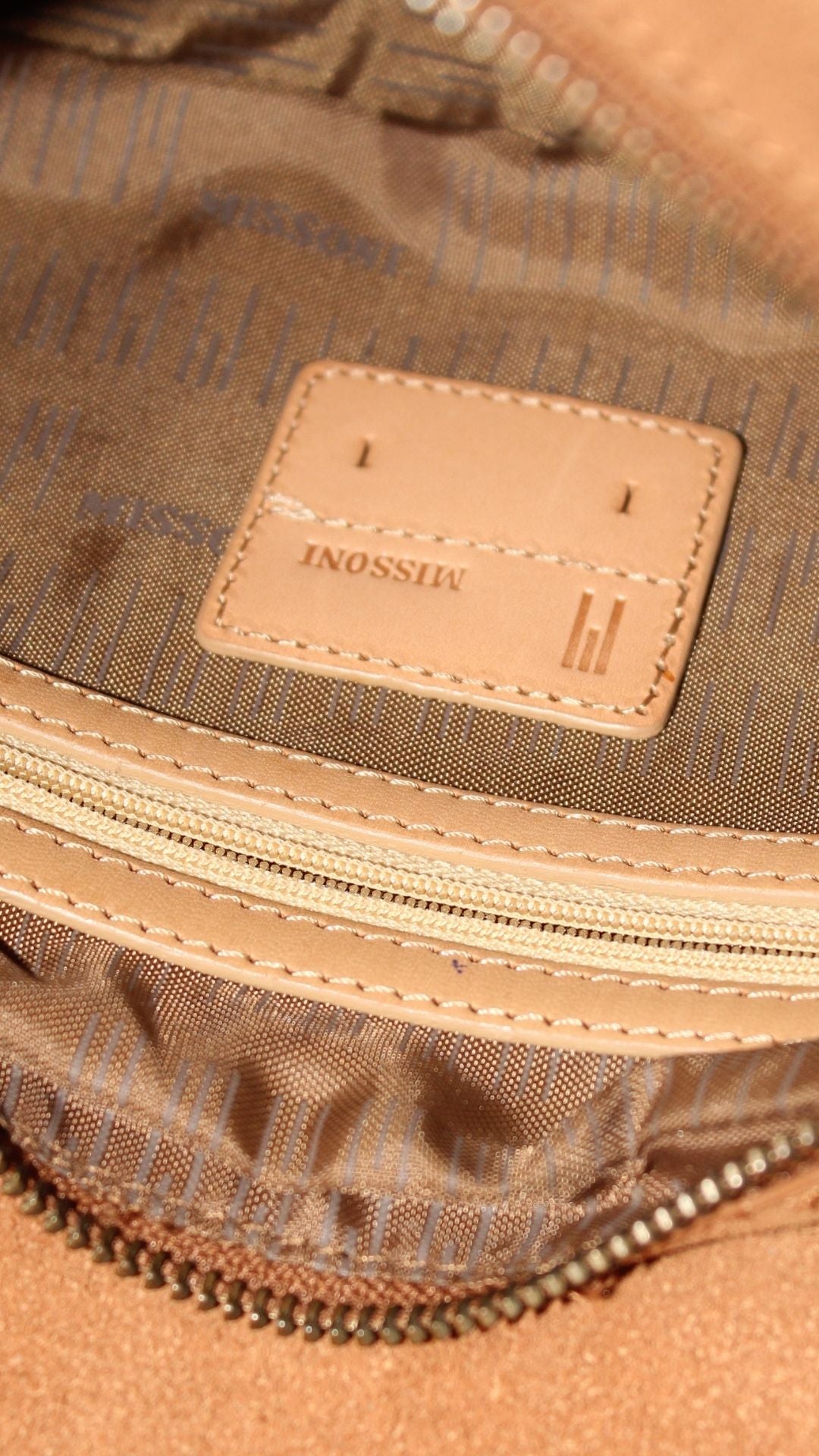 Missoni <br> 2000's embroidered suede bag with braided leather strap