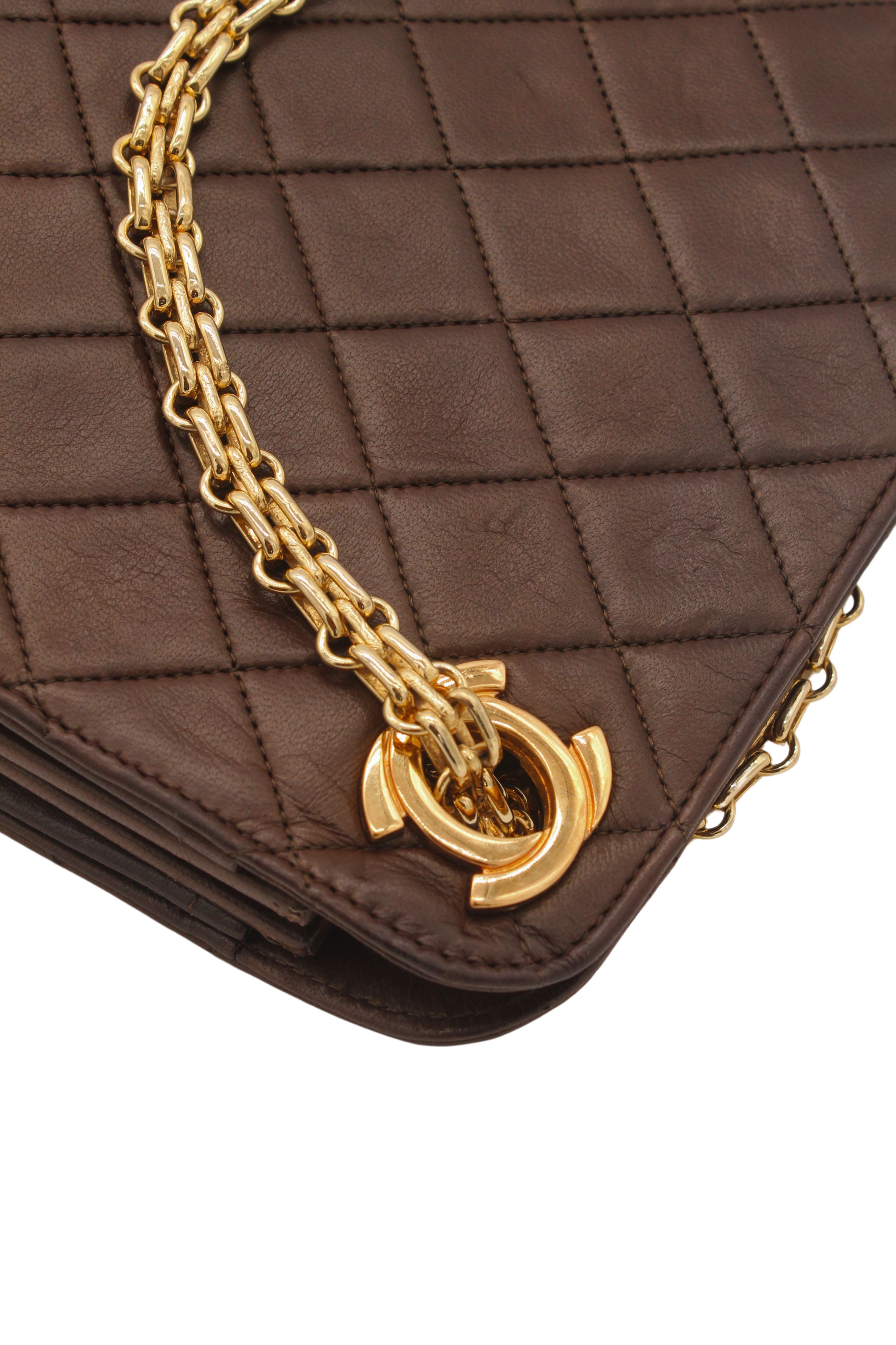 Chanel <br> 70's Matelasse quilted leather logo chain strap shoulder bag