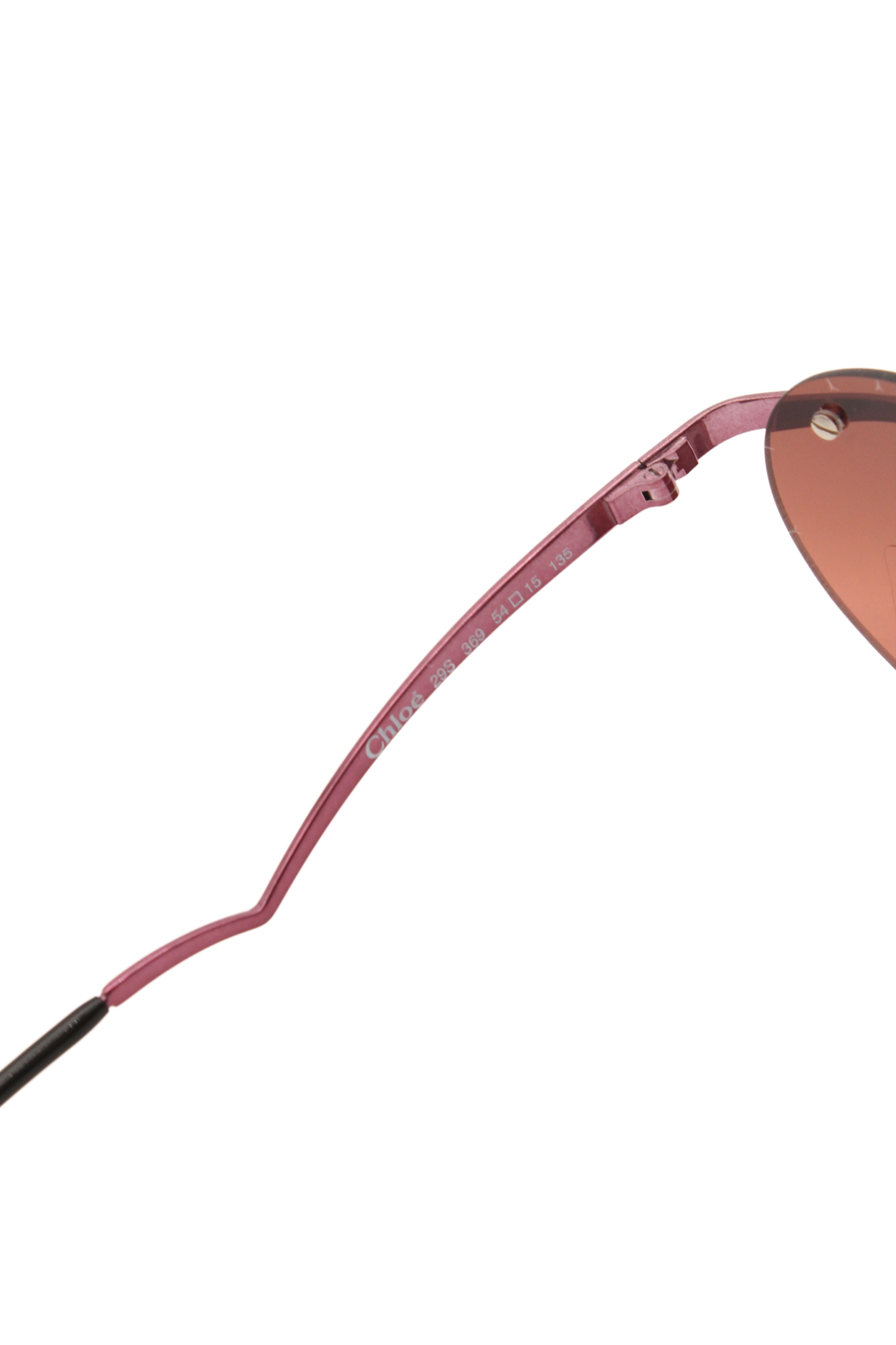 Chloe <br> 2000's deadstock metallic pink heart sunglasses