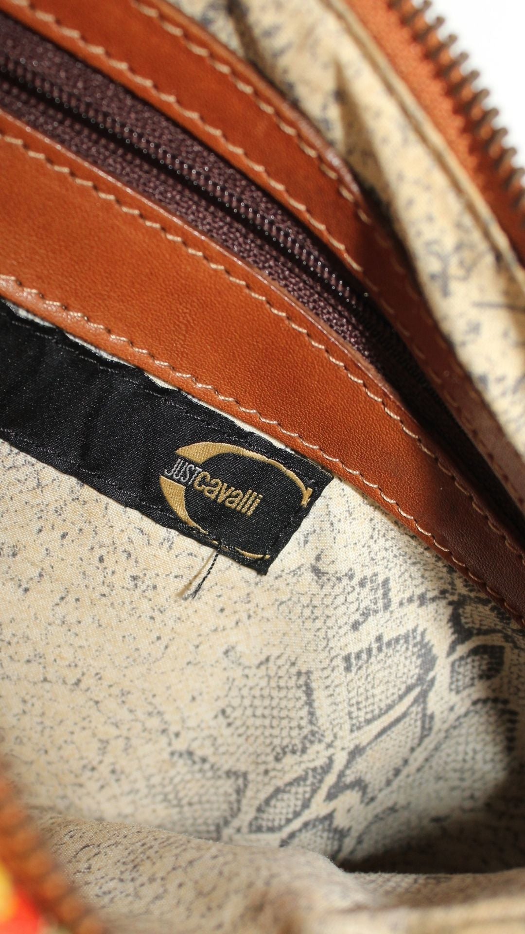 Just Cavalli <br> 2000's fringed leather logo buckle shoulder bag