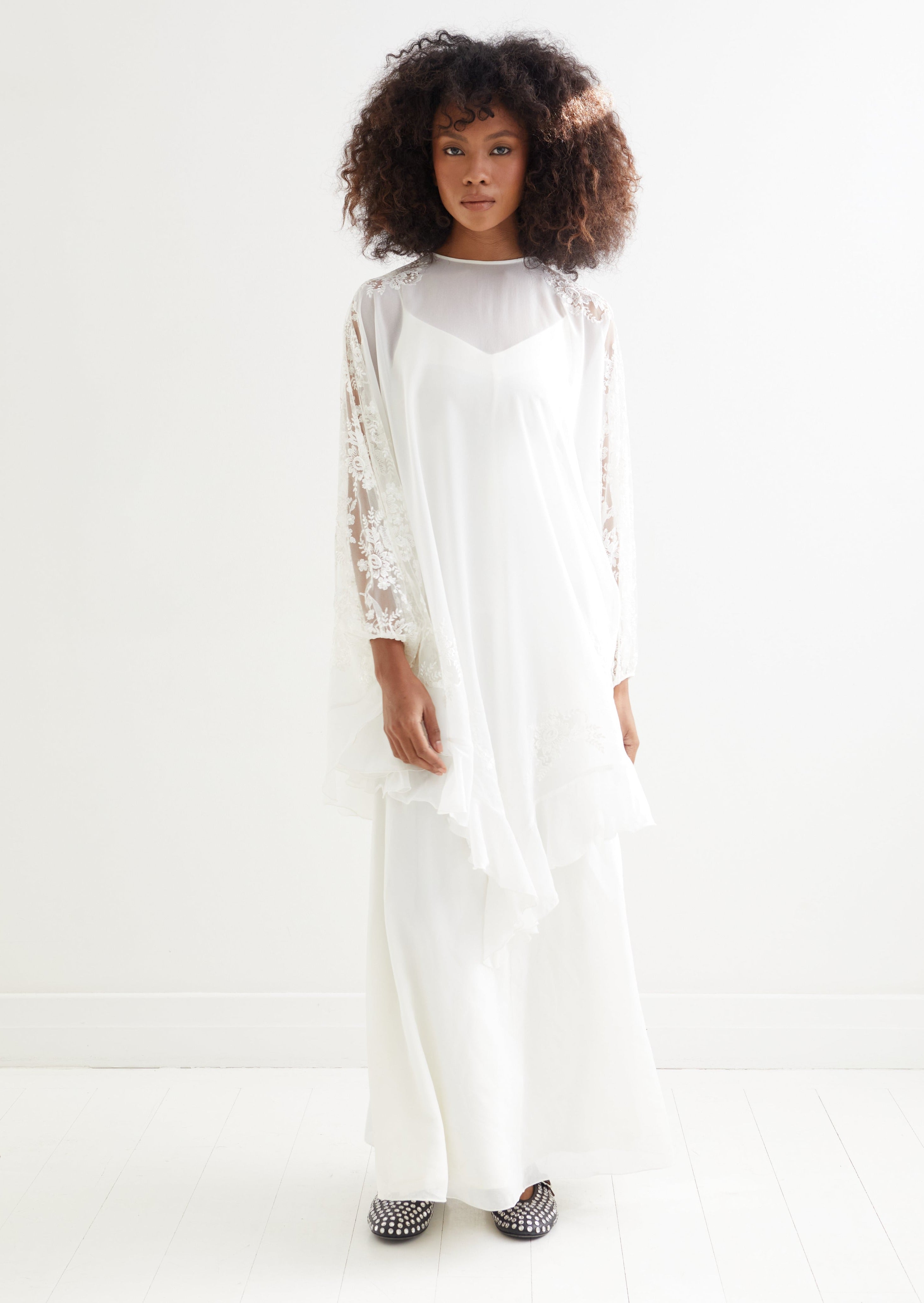 Merivale <br> 70's lace cape maxi gown