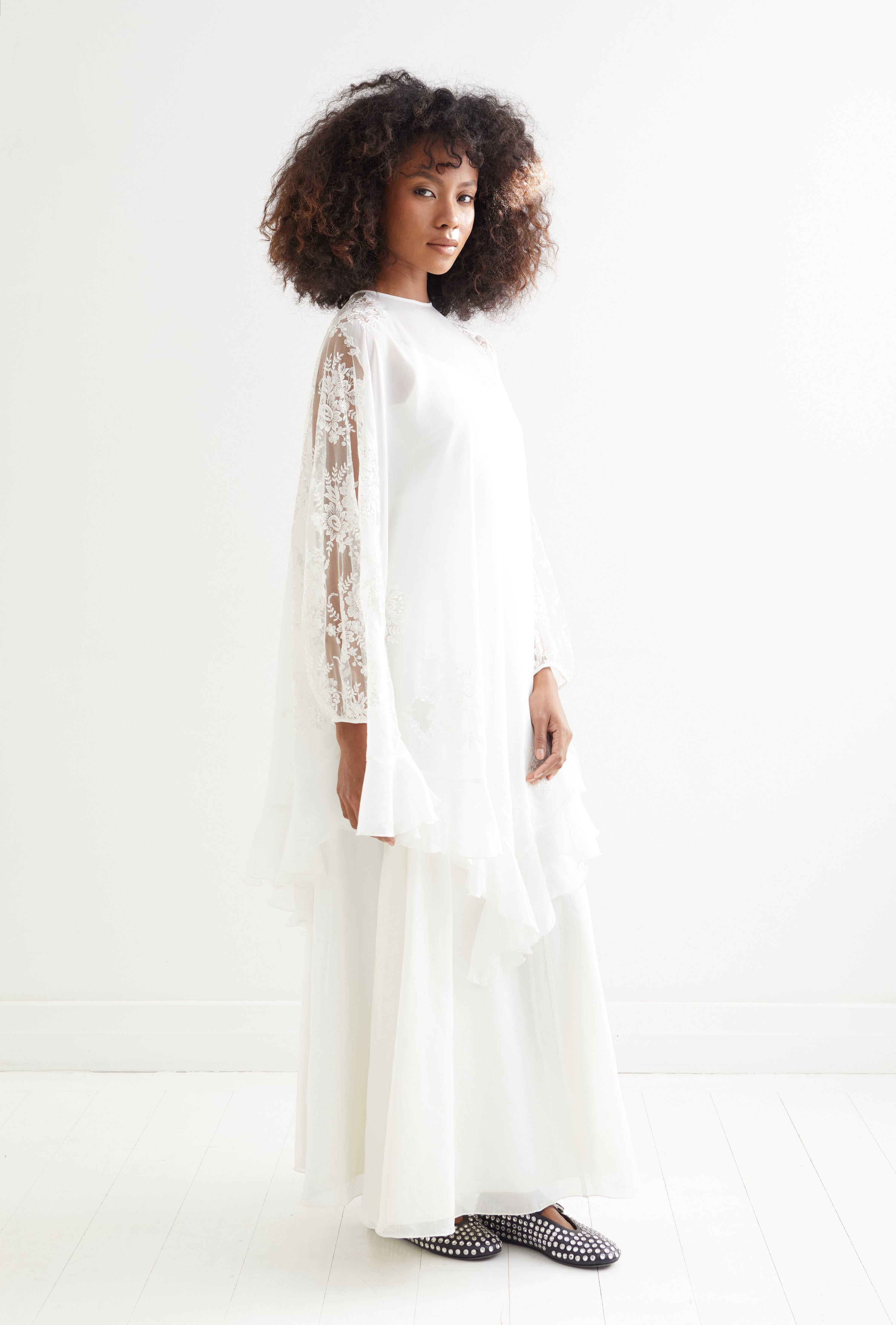 Merivale <br> 70's lace cape maxi gown