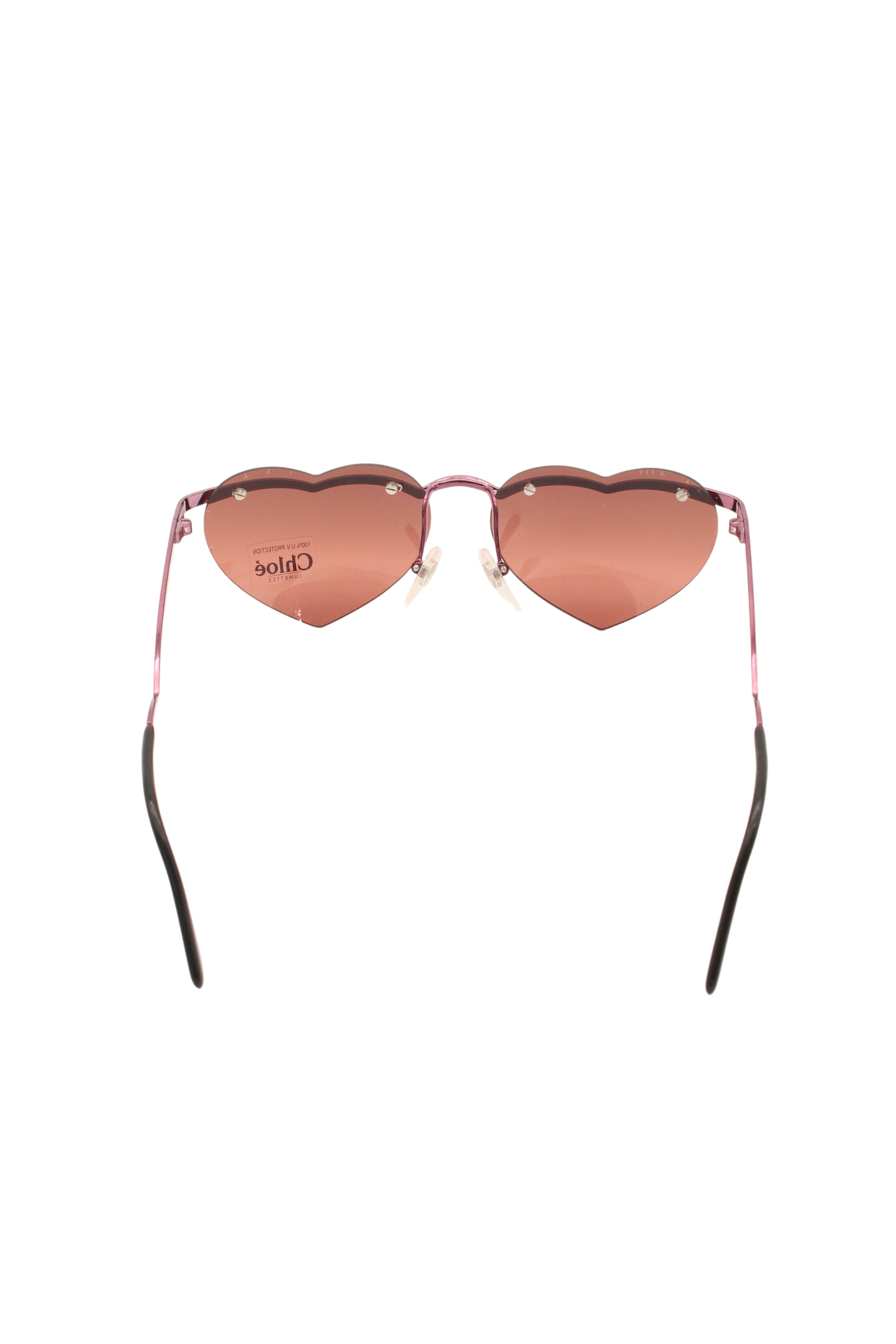 Chloe <br> 2000's deadstock metallic pink heart sunglasses