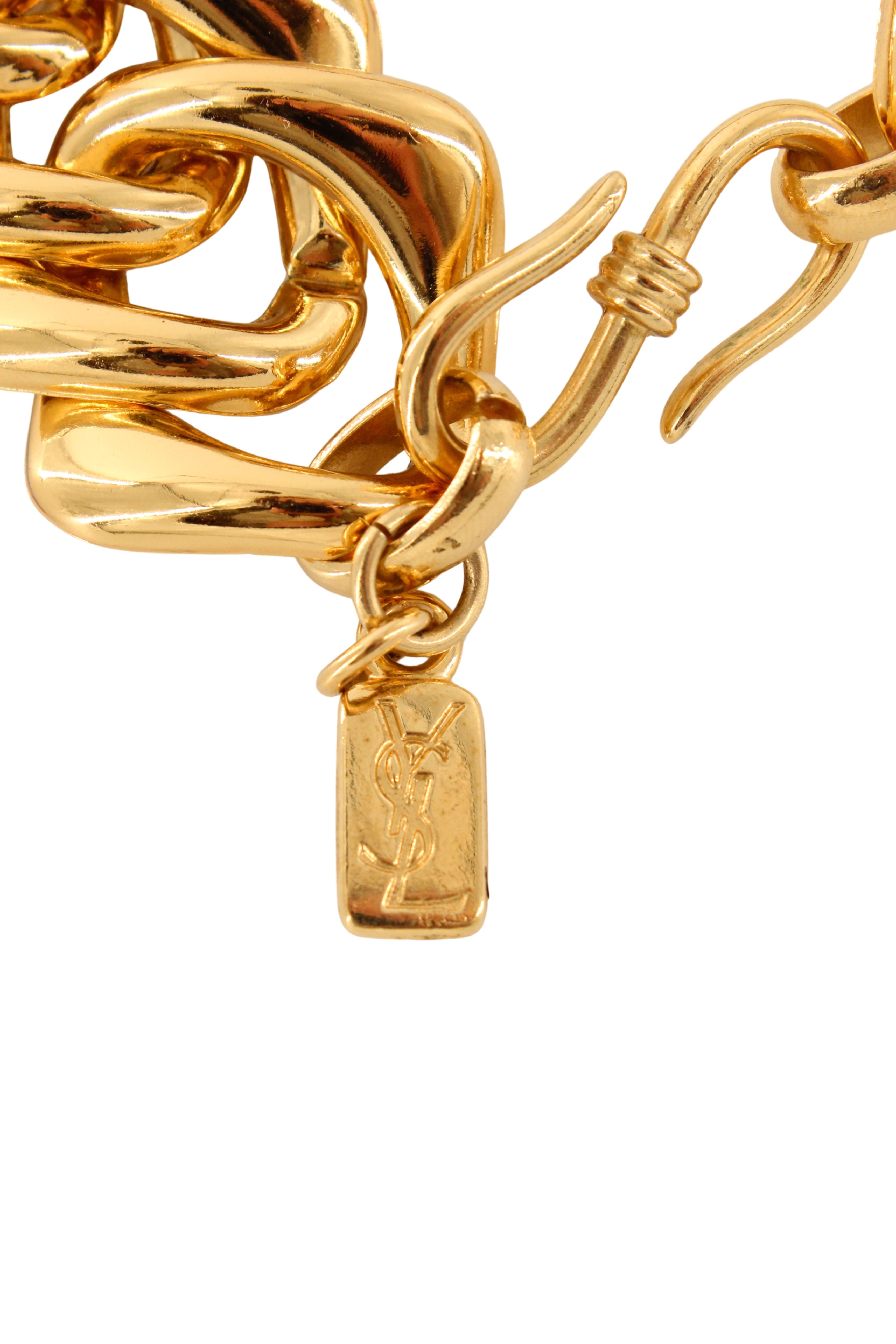 Yves Saint Laurent <br> 80's gold plated chunky chain choker necklace