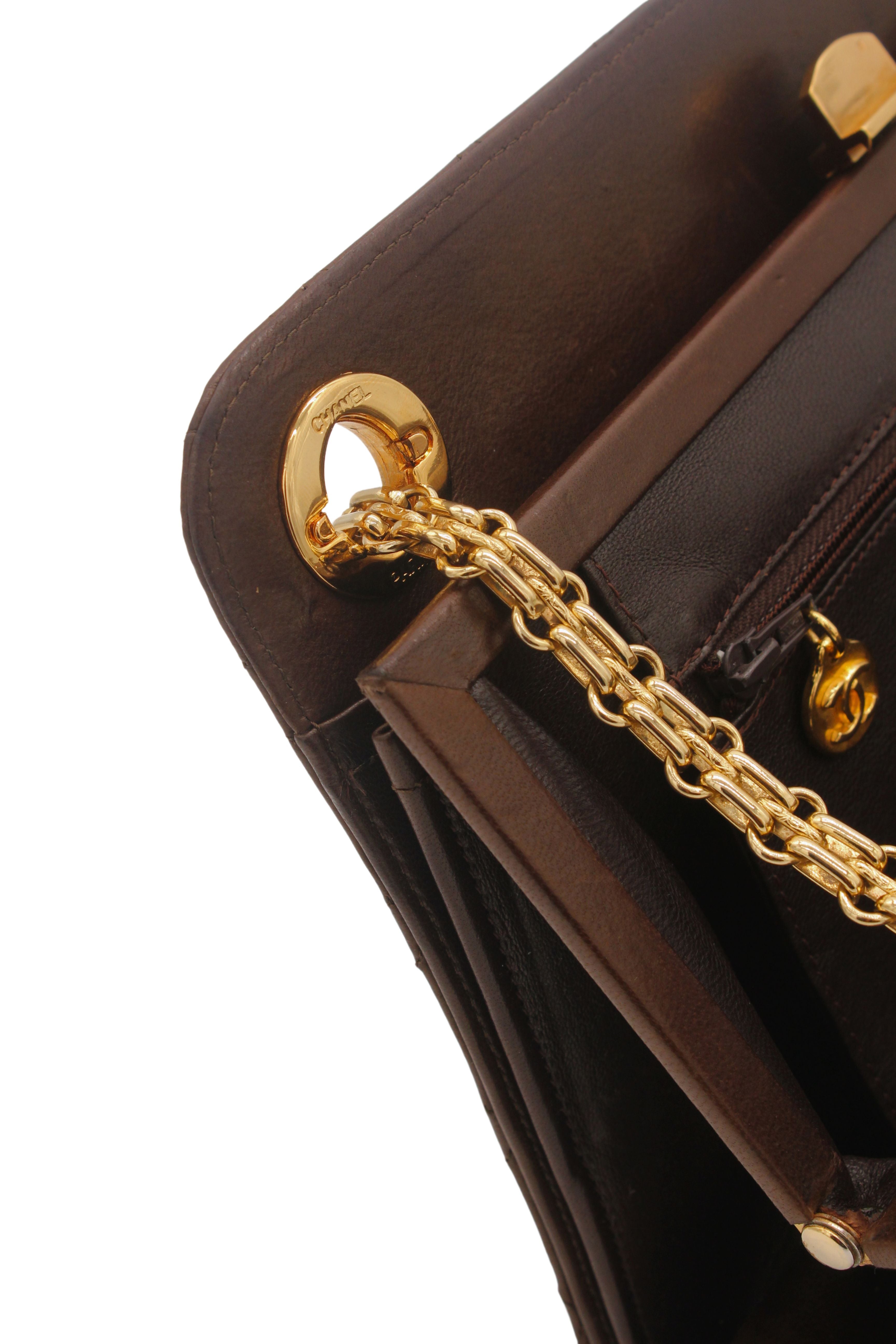 Chanel <br> 70's Matelasse quilted leather logo chain strap shoulder bag