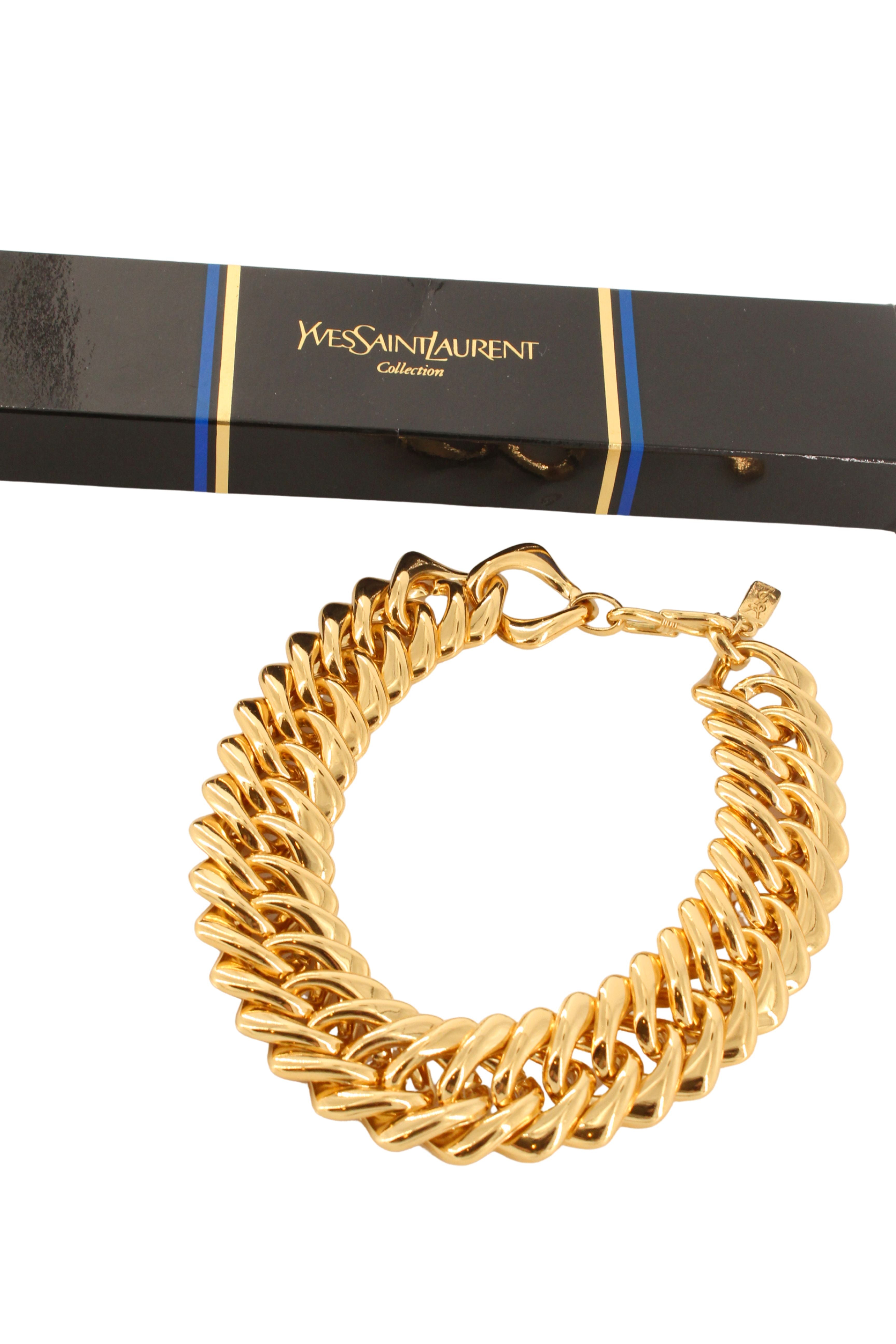 Yves Saint Laurent <br> 80's gold plated chunky chain choker necklace
