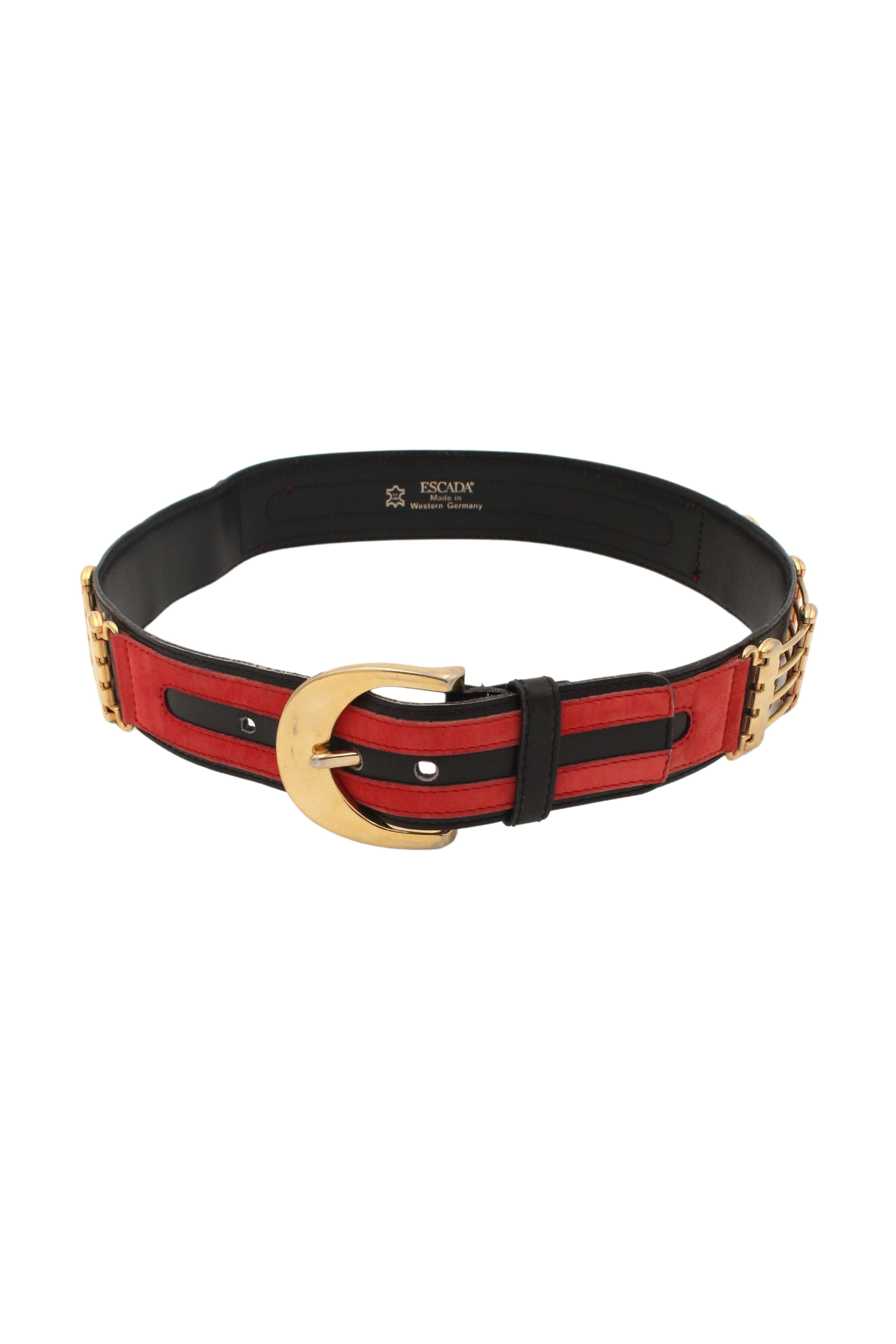 Escada <br> 80's leather & suede belt with gold detail