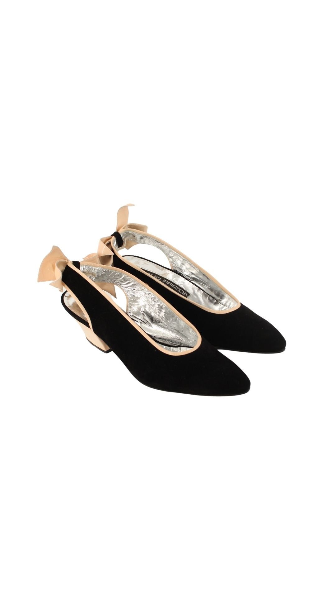 Maud Frizon <br> 1980's deadstock suede & patent bow back pumps
