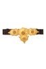 Alexis Kirk <br> 70's massive Etruscan gold plated buckle leather belt