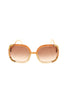 Ted Lapidus <br> 1970's peach & gold oversized sunglasses