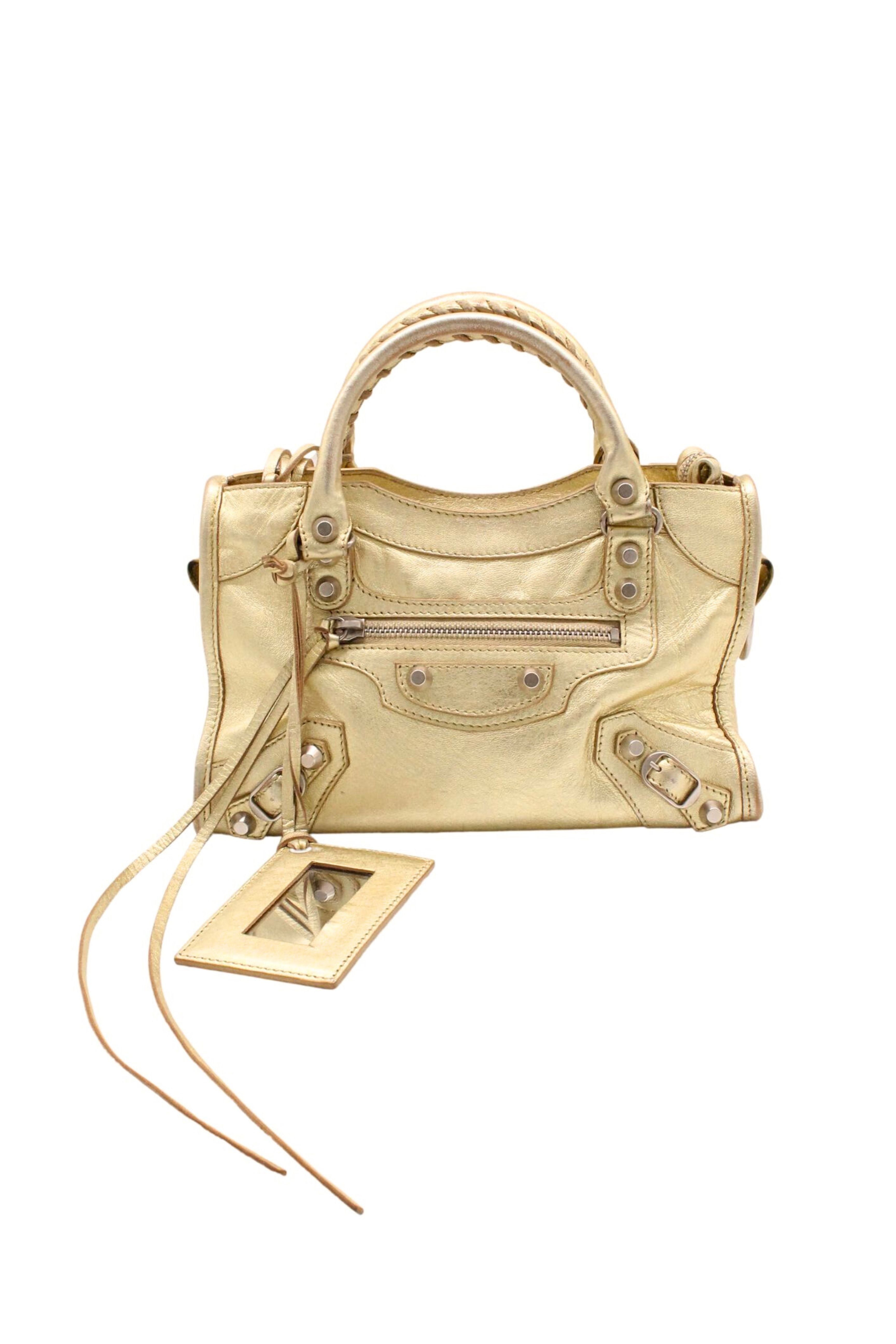 Balenciaga <br> 2000's metallic gold leather City Mini bag