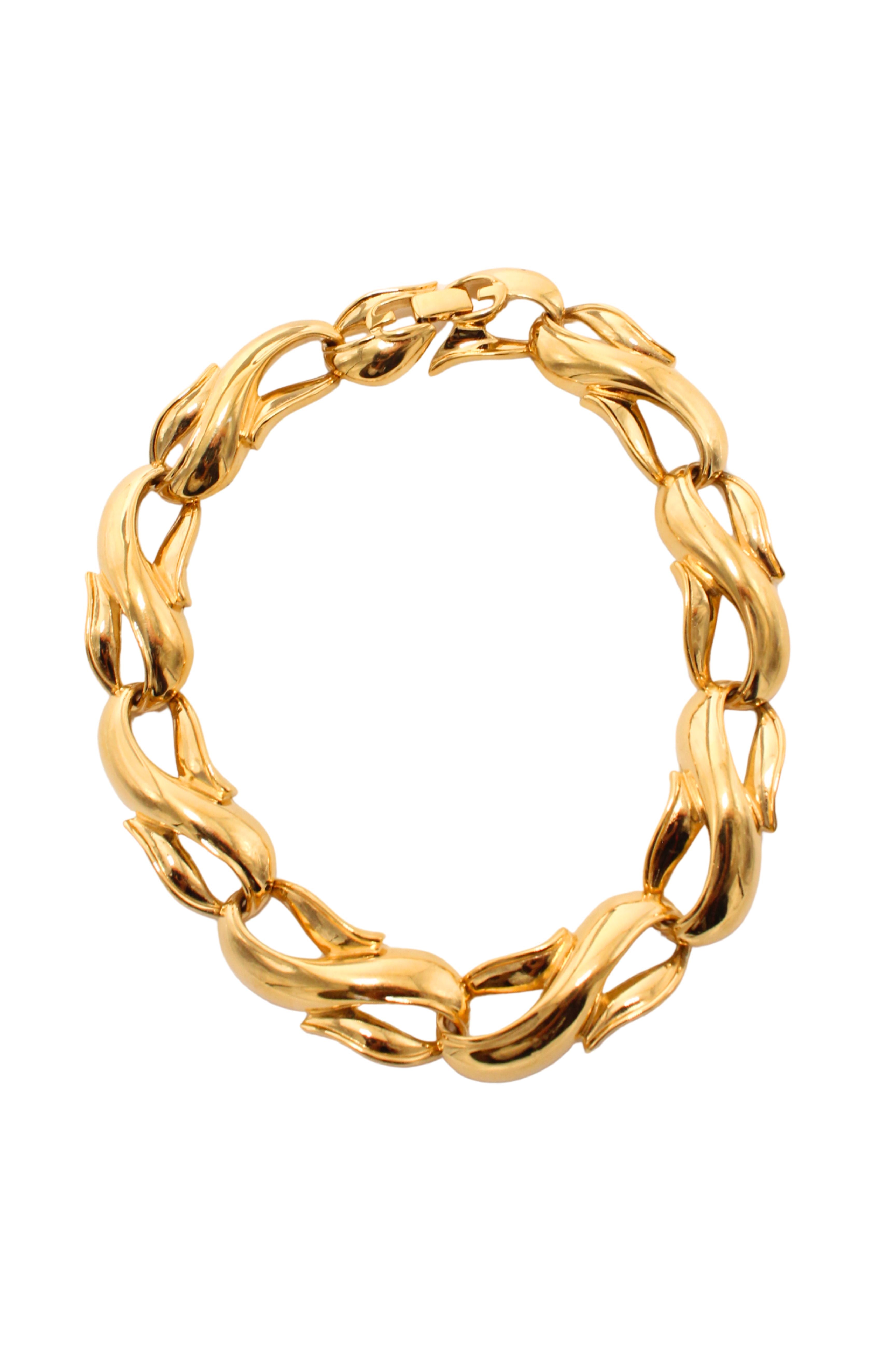 Givenchy <br> 80's gold plated decorative link choker necklace