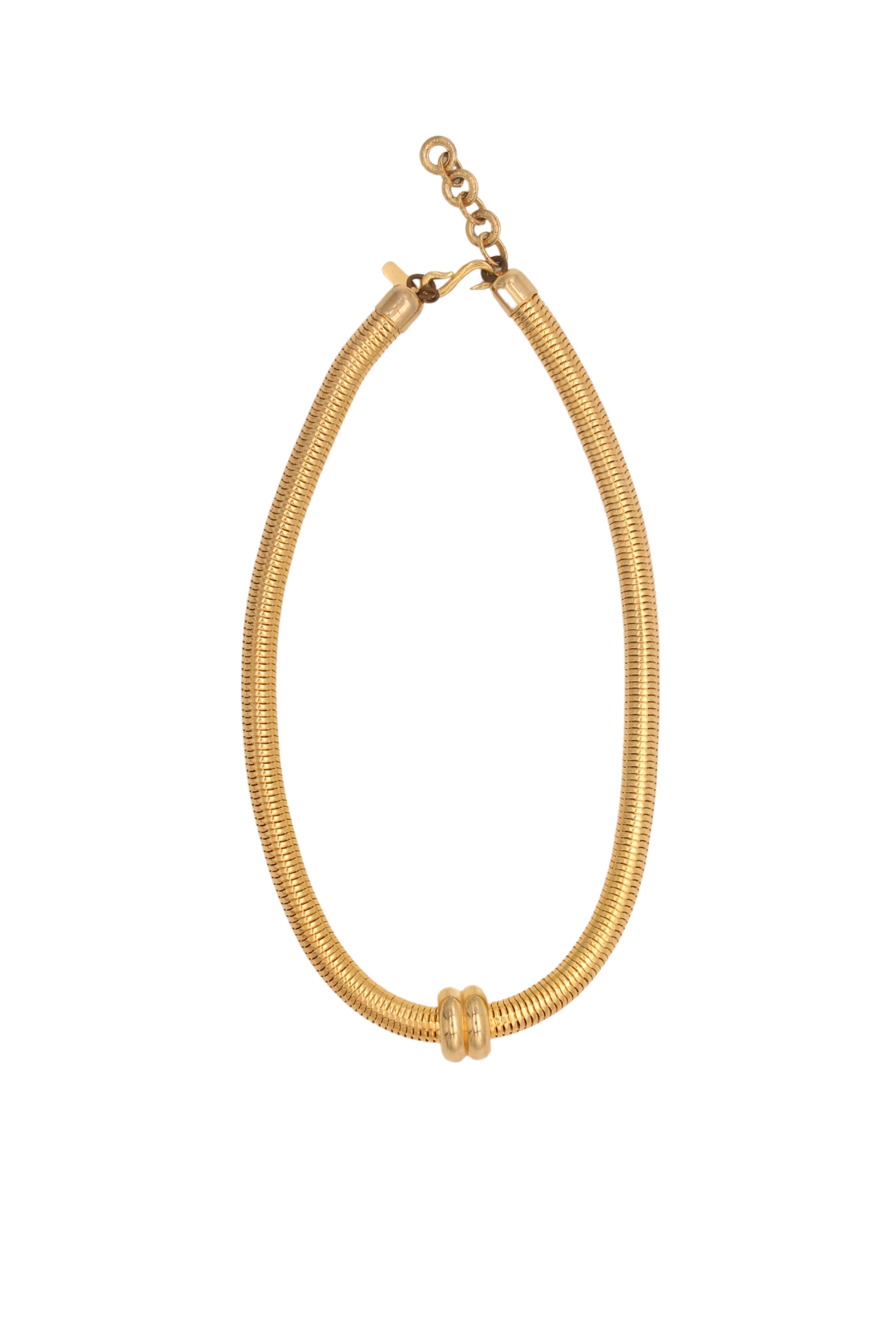 Yves Saint Laurent <br> 80's gold plated flexible snake chain necklace