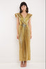 Loris Azzaro <br> c1988 gold lamé sunray pleated gown