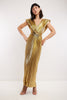 Loris Azzaro <br> c1988 gold lamé sunray pleated gown