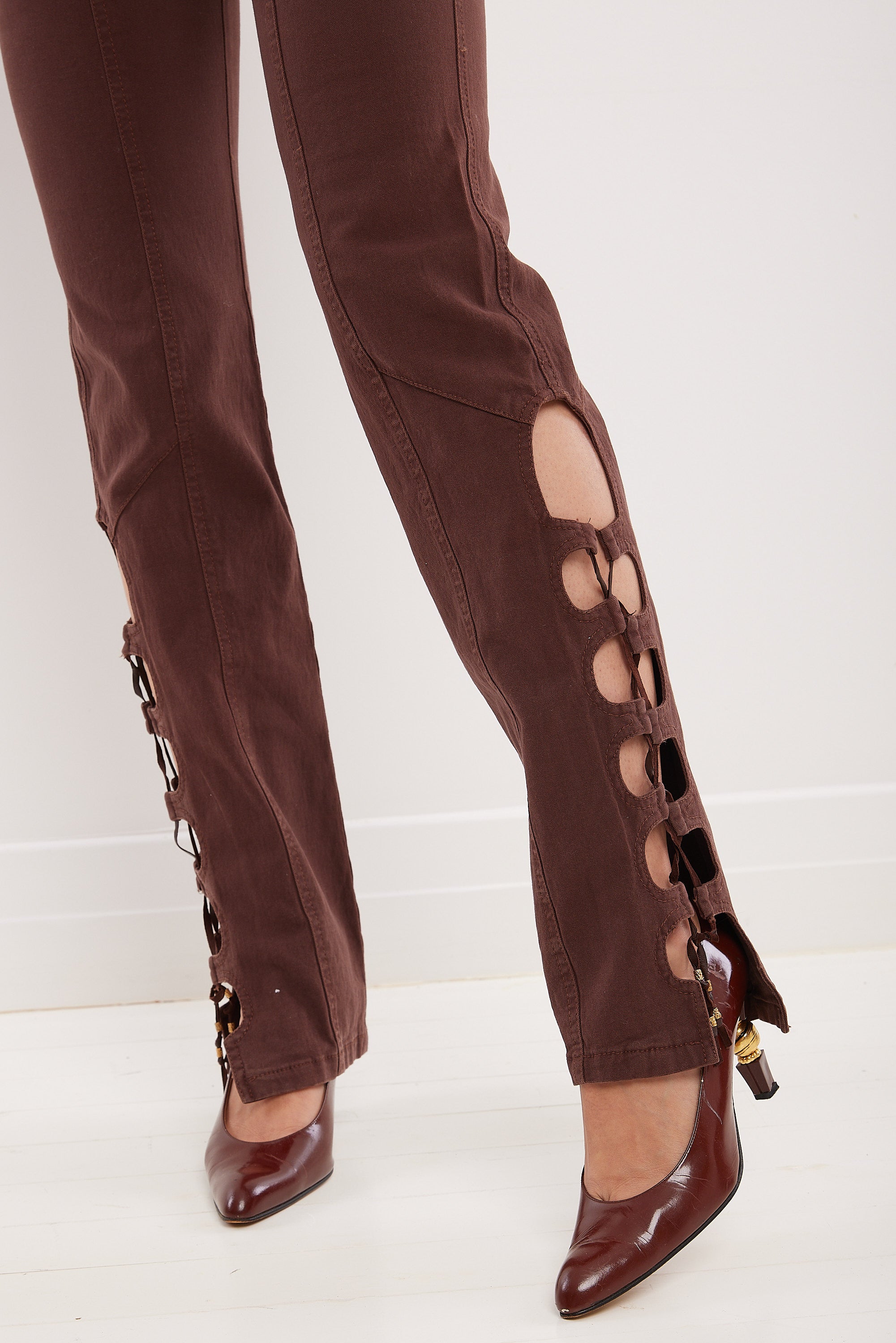 Roberto Cavalli <br> c2003 mainline low waisted pants with cut-out details