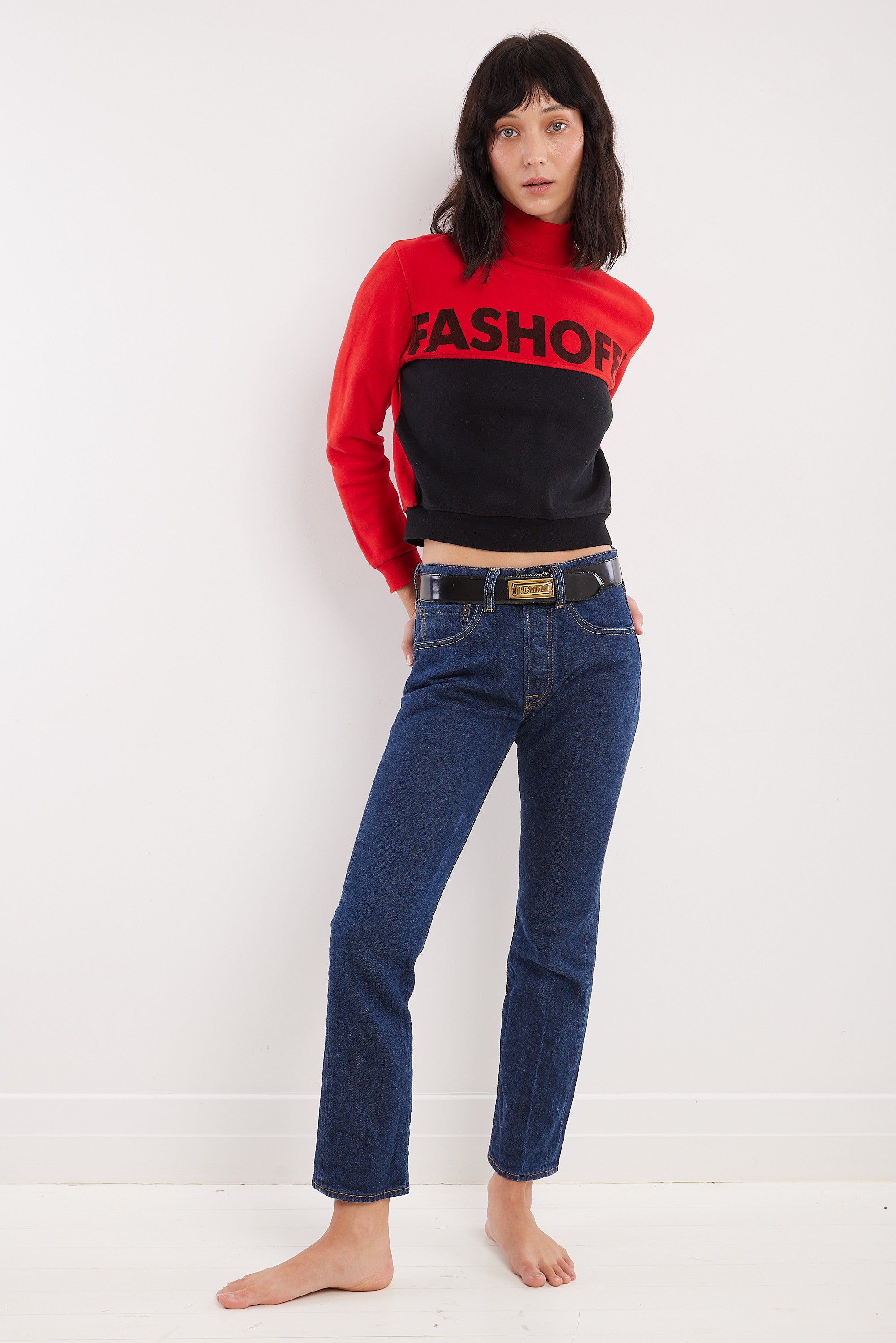 Moschino <br> S/S 1992 'Fashoff' logo colourblock sweater