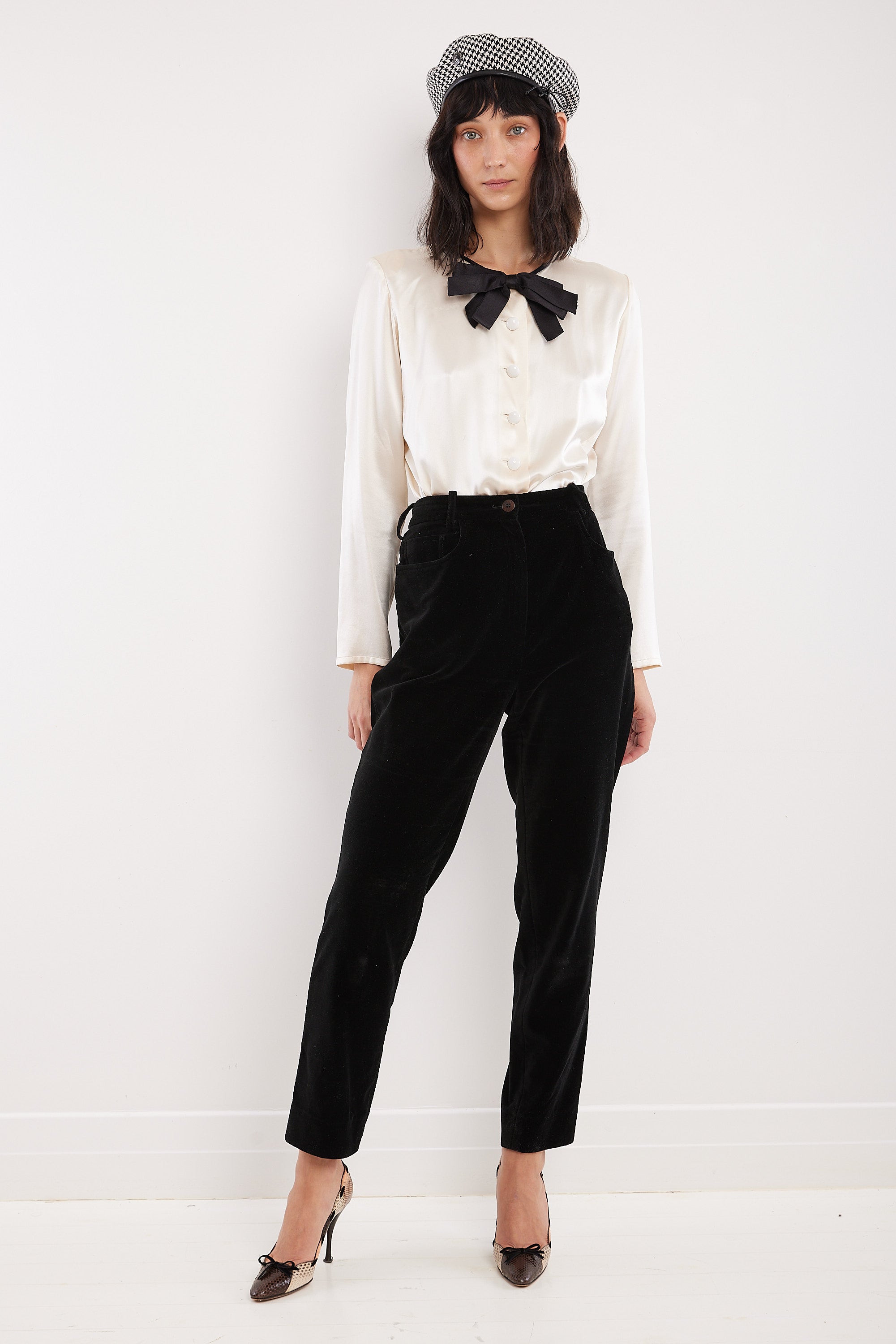 Yves Saint Laurent <br> 80's Rive Gauche cream silk blouse with ribbon bow
