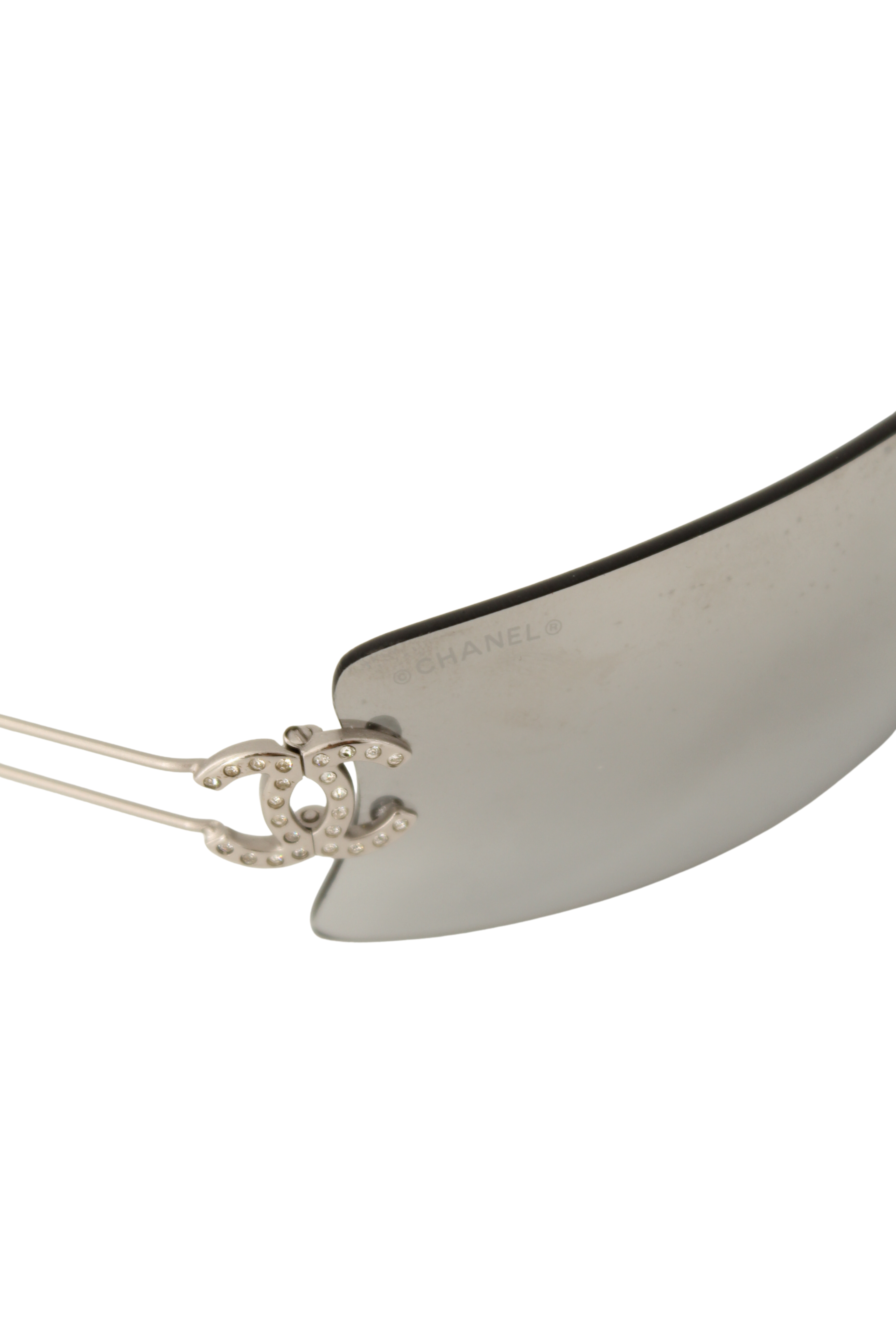 Chanel <br> 2000's CC crystal logo mirrored rimless sunglasses
