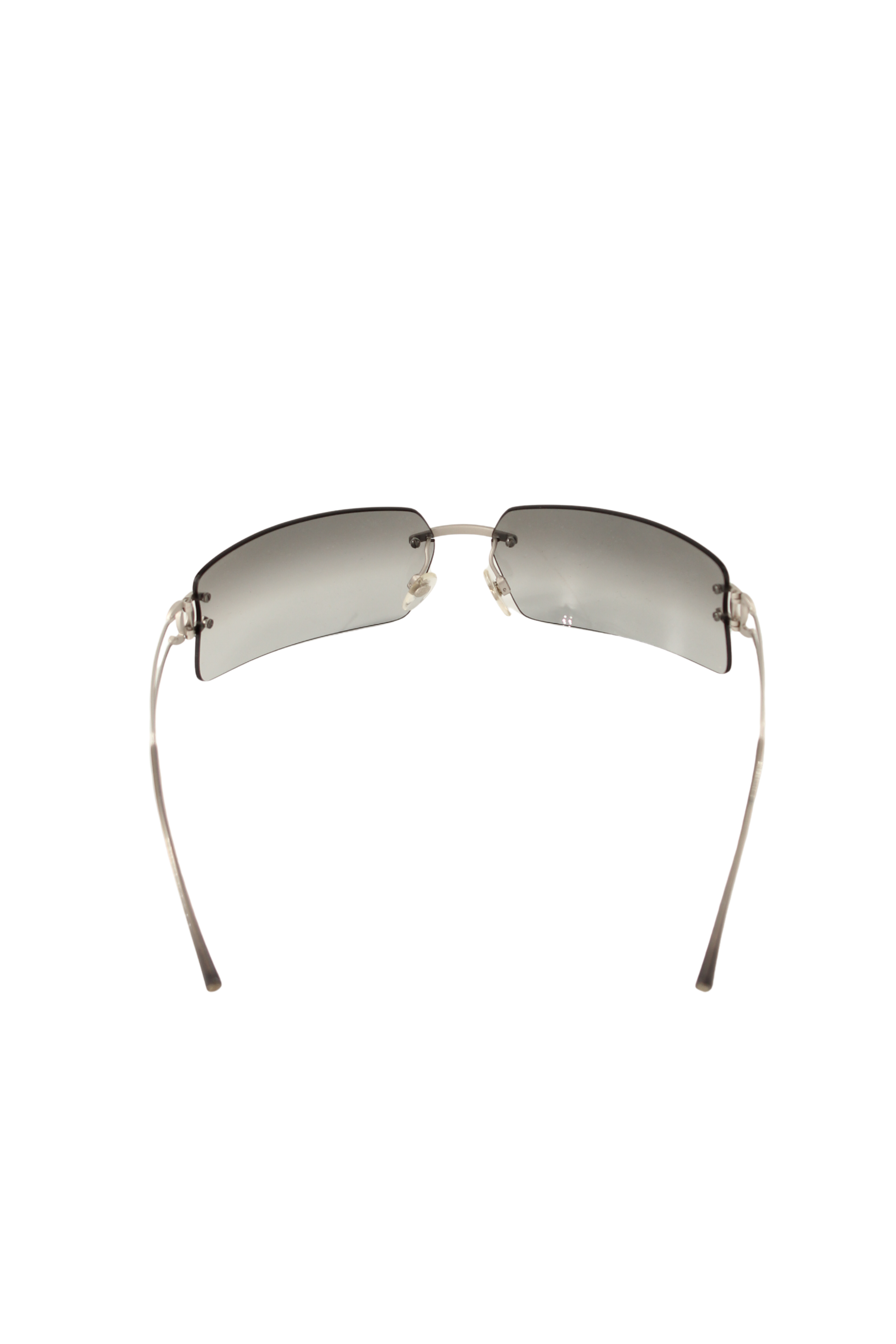 Chanel <br> 2000's CC crystal logo mirrored rimless sunglasses