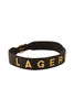 Karl Lagerfeld <br> 80's coated leather gold metal lettering logo belt