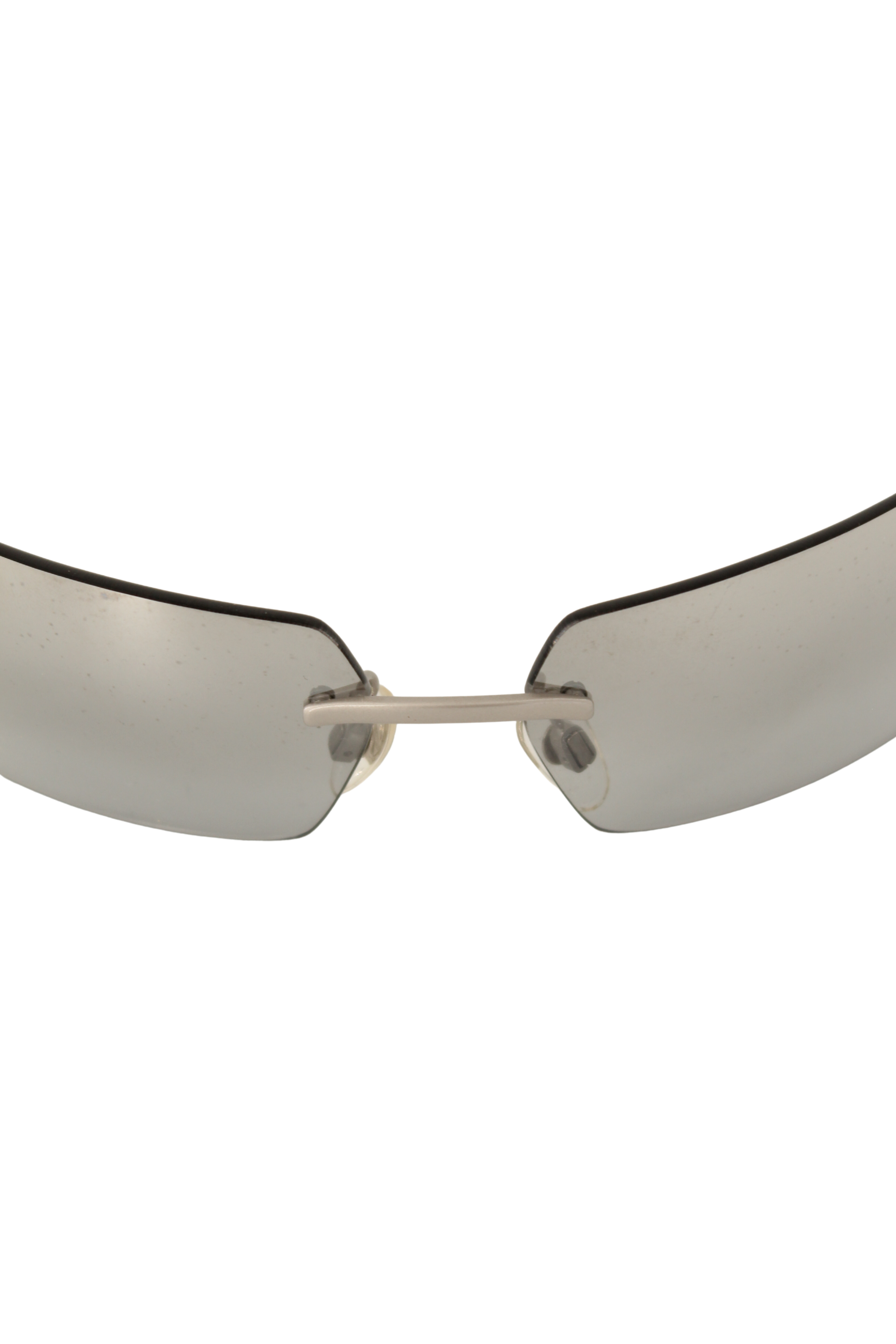 Chanel <br> 2000's CC crystal logo mirrored rimless sunglasses