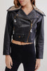 Moschino <br> 90's leather biker jacket with crystal embellished collar